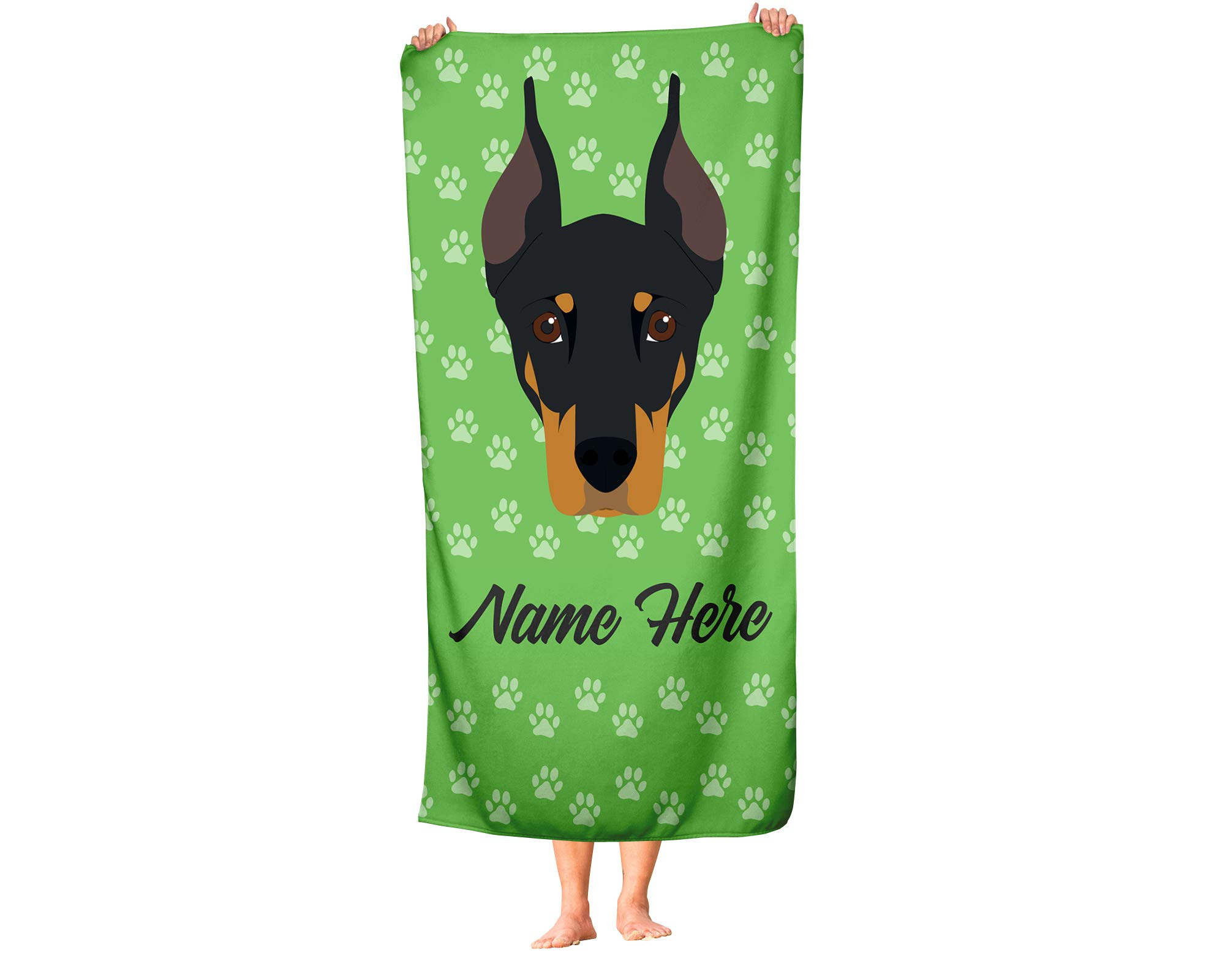 Custom Doberman Pinscher Beach & Bath Towels - Large & Medium Sizes - Personalized Dog Lover Towels for Adults & Kids - Perfect for Travel, Pool, Gym & Home Use