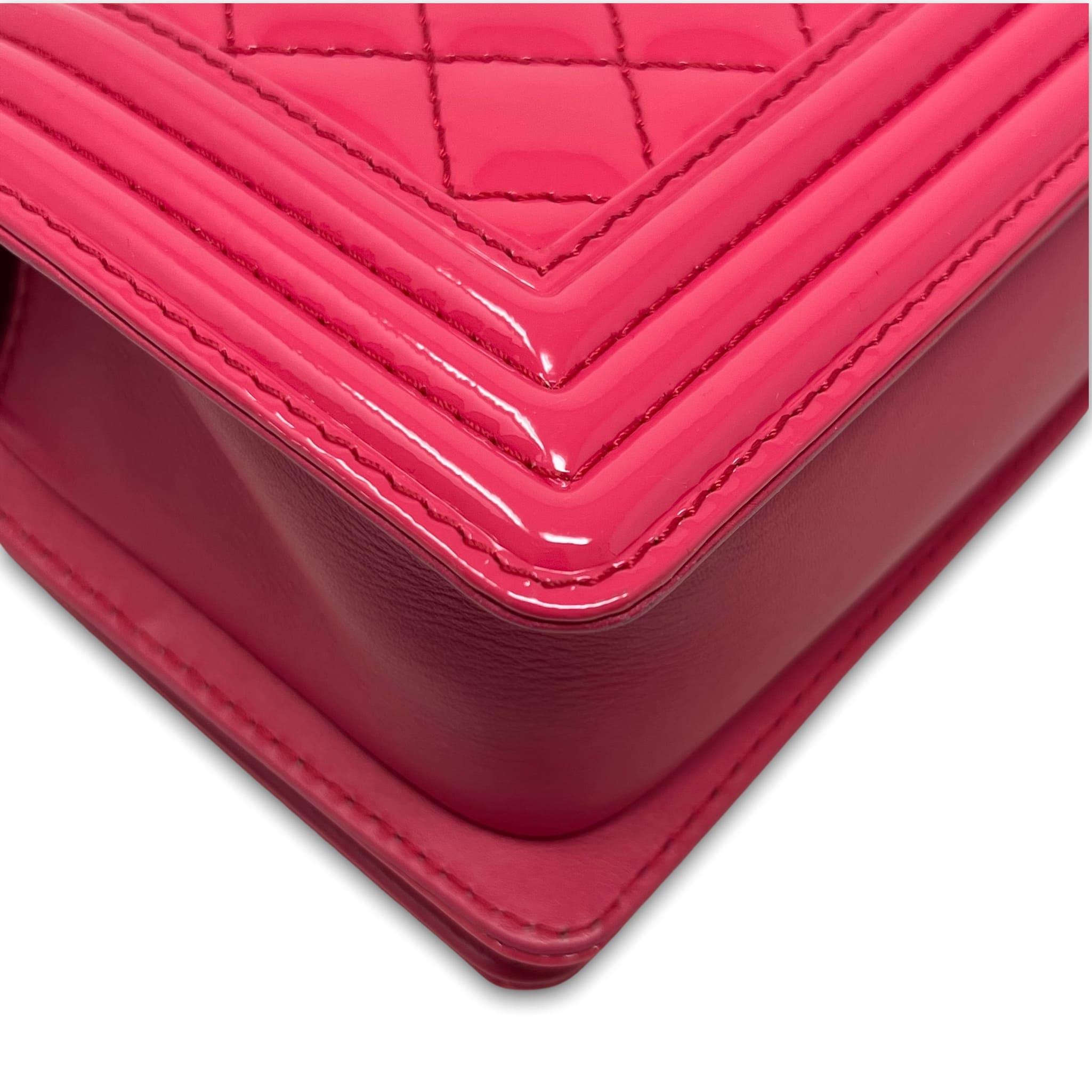 Chanel Pink Patent Leather Small Boy Bag - Luxury Crossbody Handbag for Women, Perfect for Parties, Dates & Special Occasions
