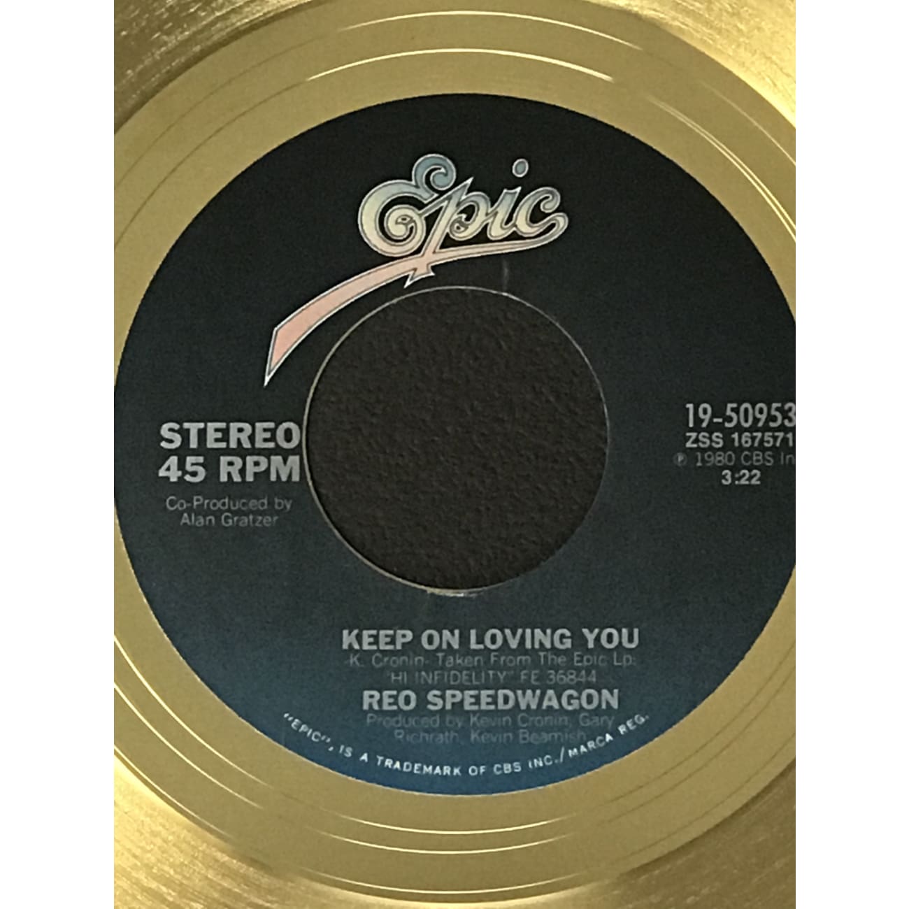 R.E.O. Speedwagon 'Keep On Lovin' You' RIAA 45 Award Presented to Keyboardist Neal Doughty - Rare Collectible Music Memorabilia for Fans and Display