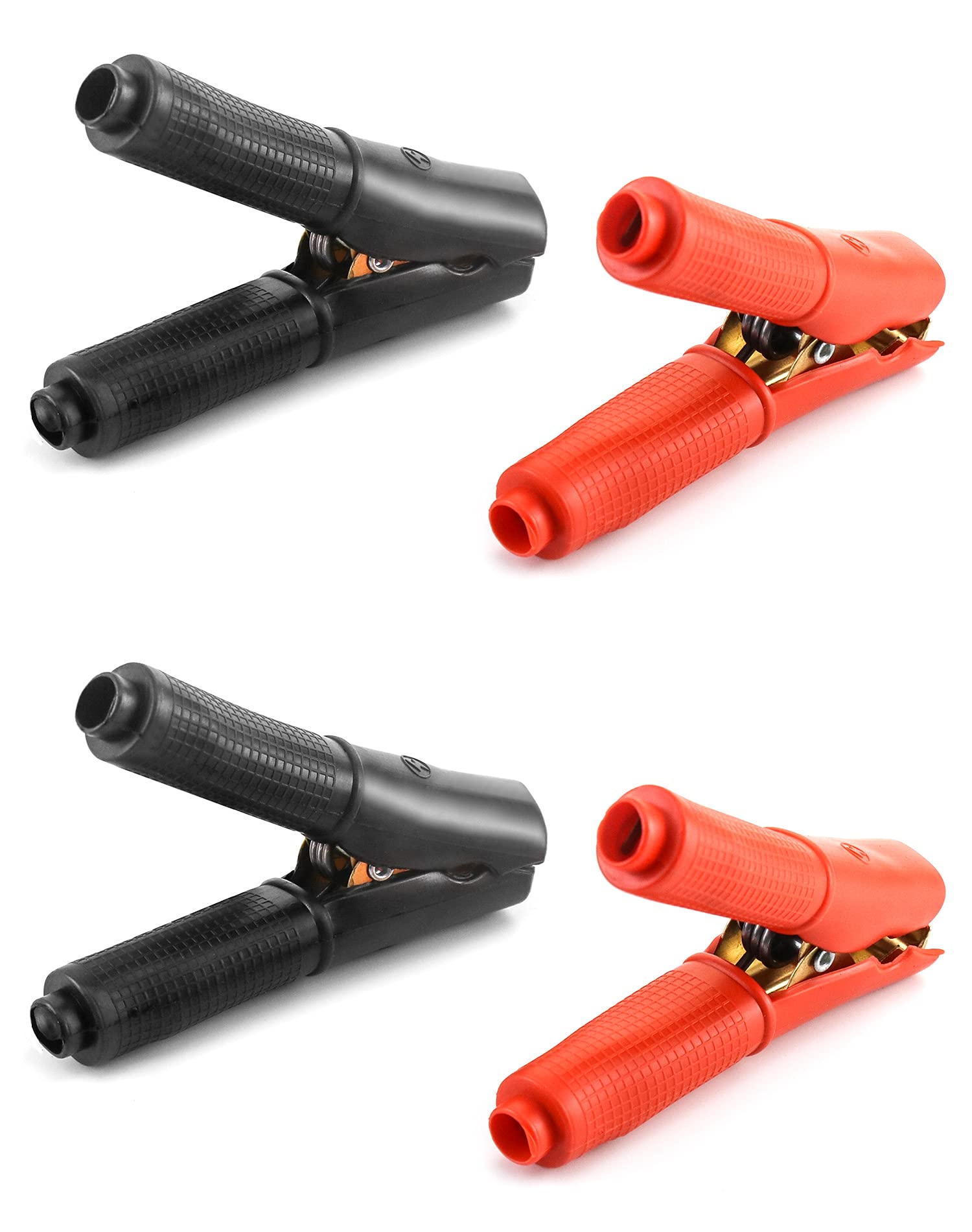 QWORK 100A Heavy Duty Battery Alligator Clips 4 Pack (2 Red + 2 Black) - Premium Jumper Cable Clamps for Car, Truck & Vehicle Battery Boosting - Ideal for Emergency Jump Starts & Automotive Repairs