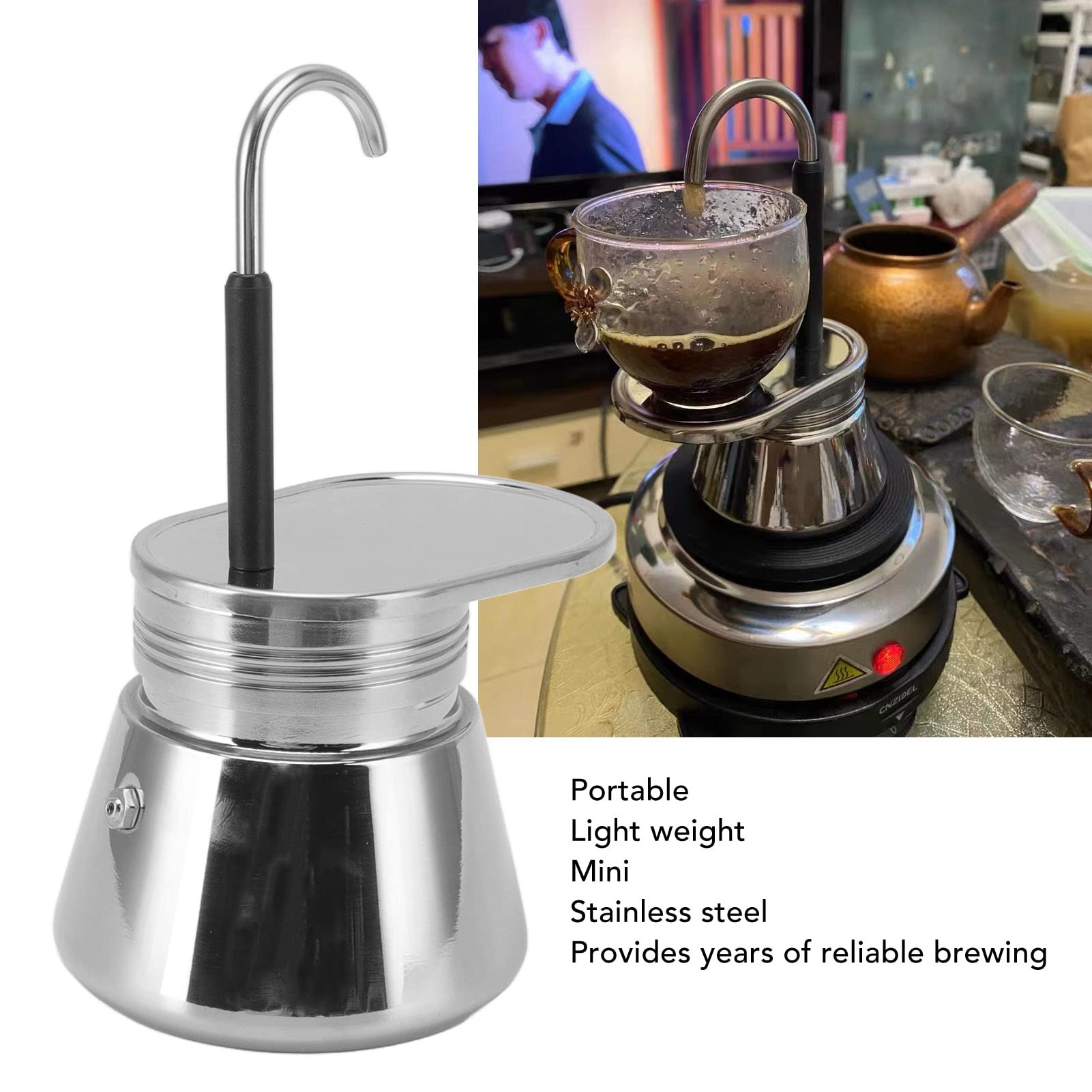 Haofy Stovetop Espresso Maker - 3 Cup Italian Moka Pot, Durable Stainless Steel Coffee Maker for Home & Camping - Perfect for Espresso Lovers & Outdoor Adventures