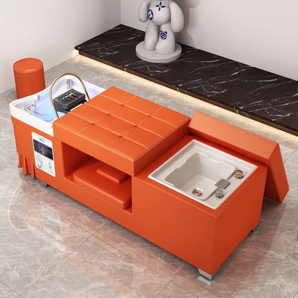 Premium Thai Shampoo Bed Wood Frame with Steam Function & Water Pump - Salon Quality Hair Washing Station for Spa, Salon & Home Use