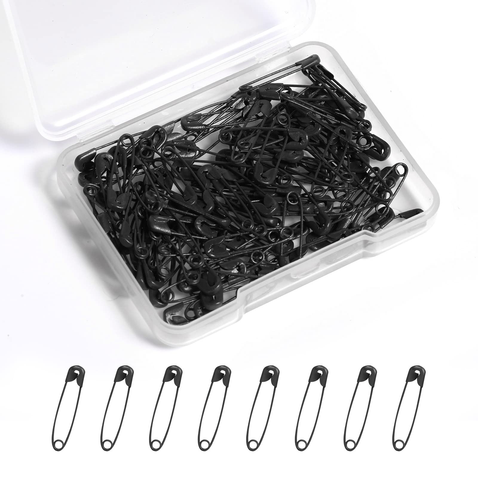 100 Pcs 1.26 Inch Black Metal Safety Pins Bulk - Large Size Rustproof Stainless Steel Pins for Sewing, Jewelry Making, DIY Crafts, Clothes & Fabric Projects | Perfect for Home, Office & Emergency Repairs