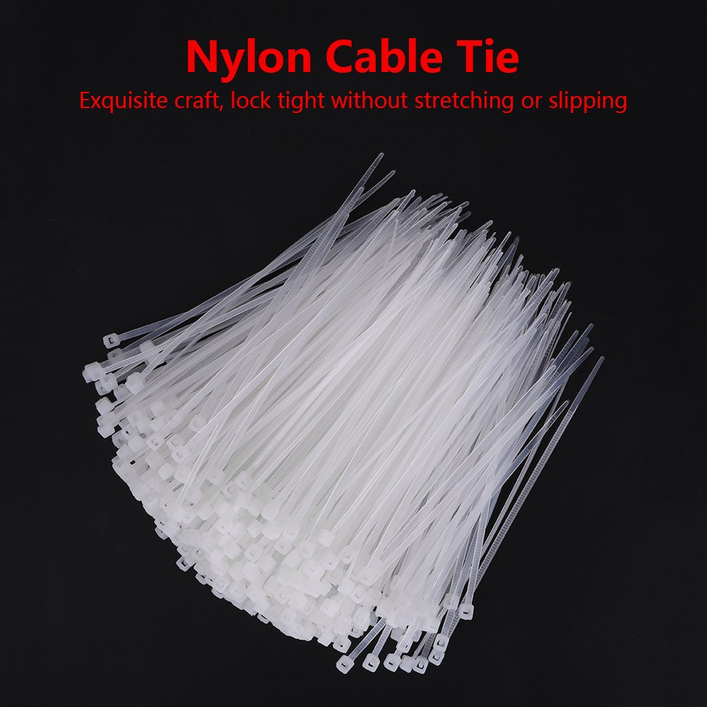 1000pcs Nylon Cable Zip Ties - 3x100mm & 3x150mm White Self-Locking Plastic Wire Ties for Home, Office & Industrial Organization - Heavy Duty Cord Management Solution