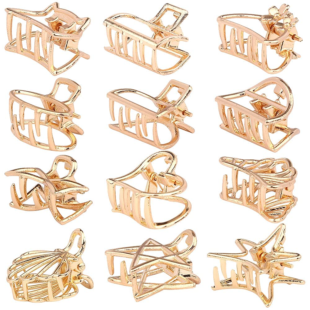 APSAMBR 5-Pack Gold Metal Hair Clips - Non-Slip Jaw Clips for Women & Girls, Strong Grip Hair Clamps for Thick Hair, Perfect Hair Accessories for Work, School, Parties & Everyday Styling