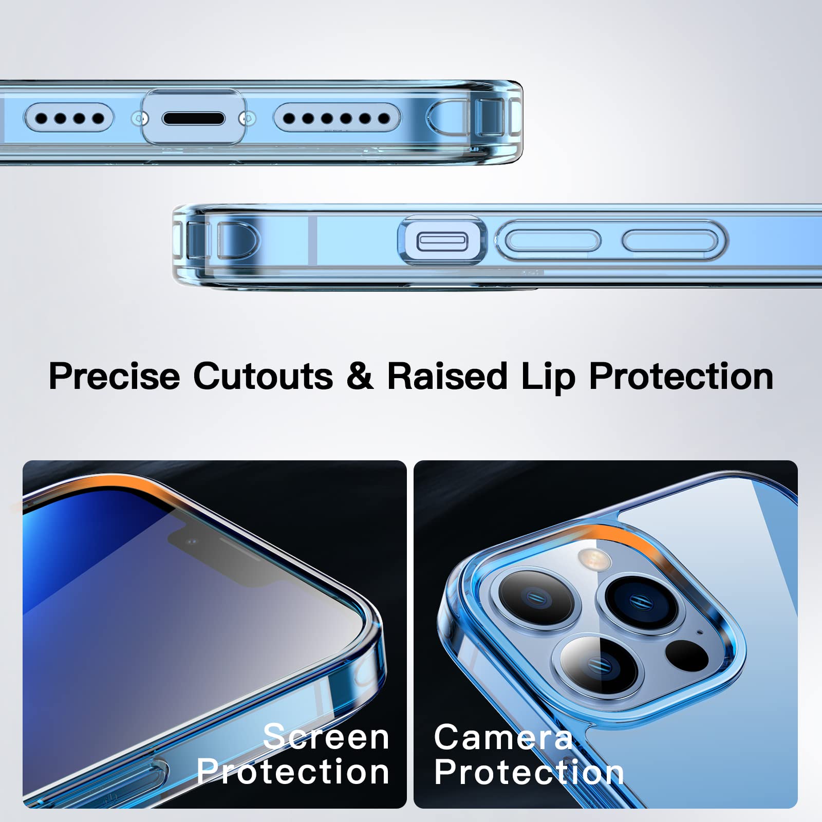 JETech iPhone 13 Pro Max Case with Kickstand - 6.7 Inch Slim Shockproof Bumper Cover | Wireless Charging Compatible | 3-Way Adjustable Metal Stand (Blue) - Perfect for Work, Travel & Entertainment