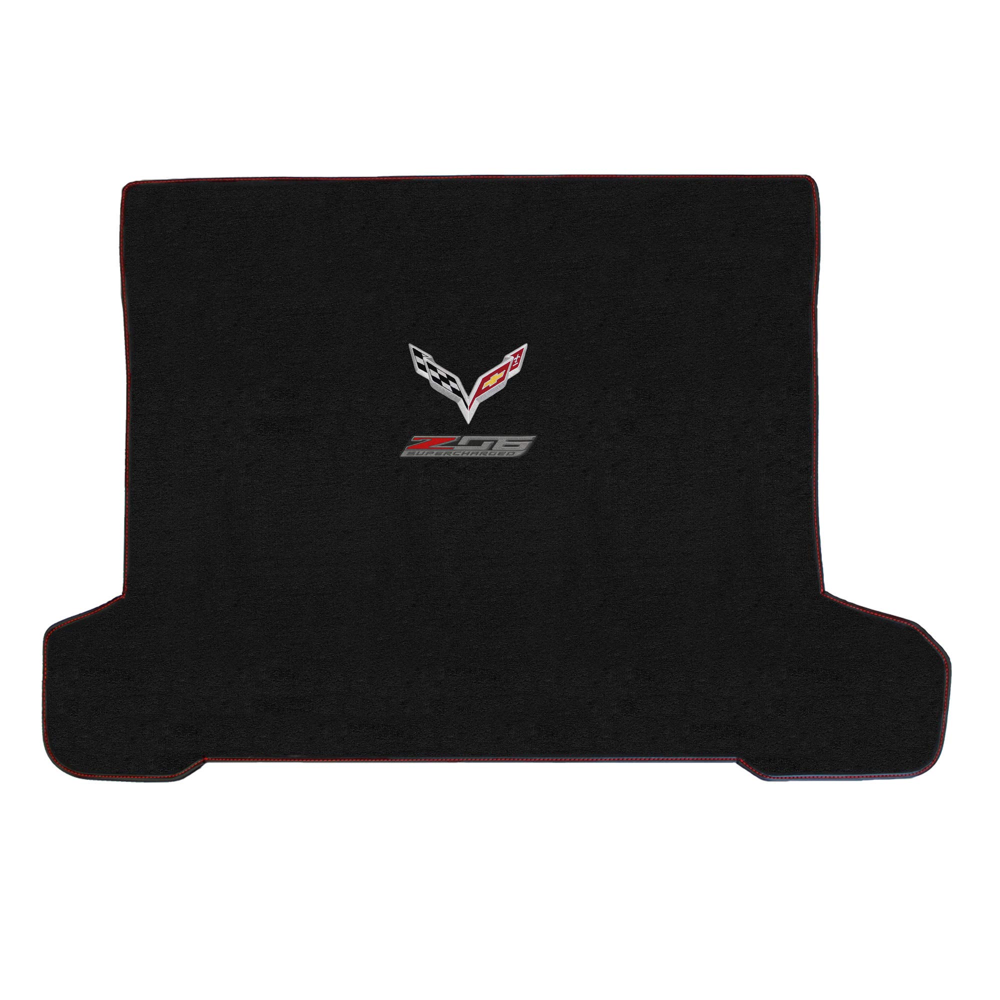 Premium Custom-Fit Carpeted Floor Mats for Corvette C7 2014-2019 - Luxury Car Floor Liners with Cargo Mat (Charcoal, 'Z06' Flags) | Perfect Fit for Sports Cars & Daily Driving Protection