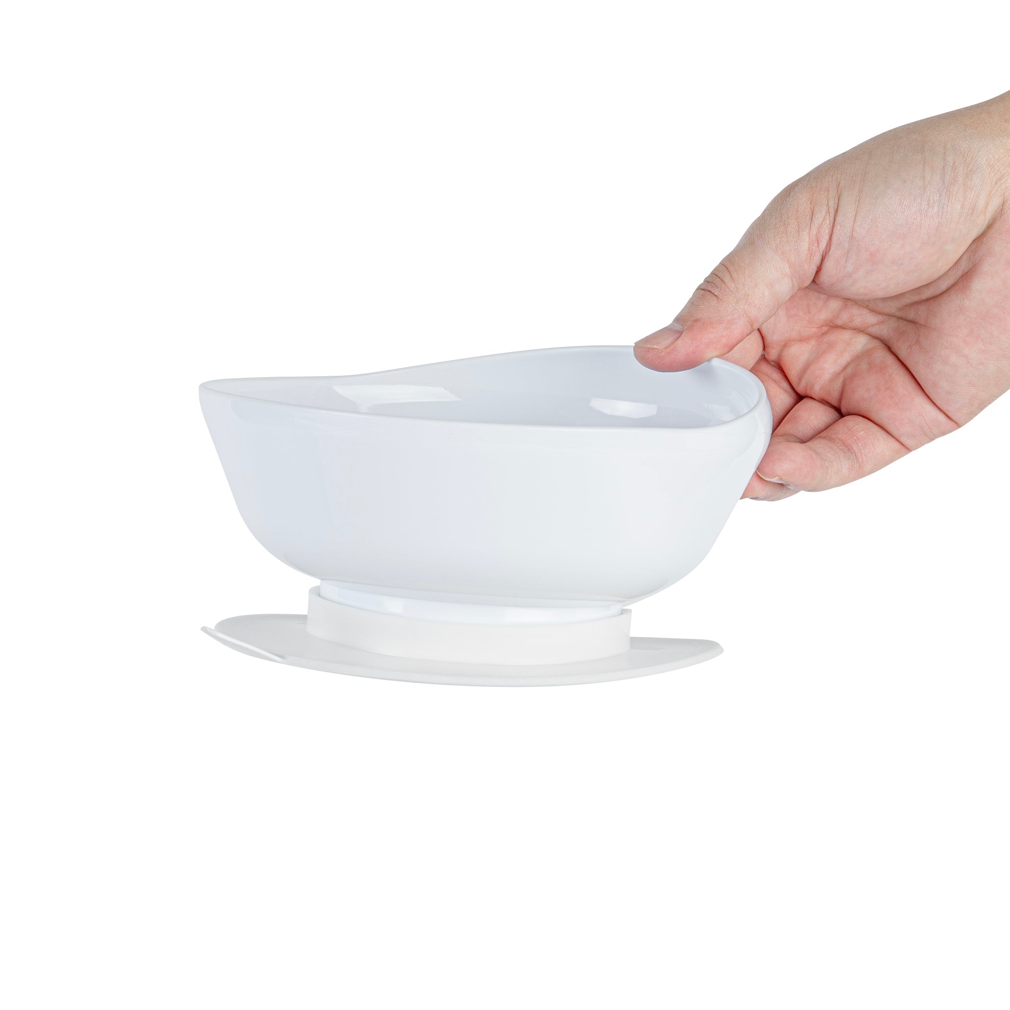 Adapt Tek Round White Plastic 2-Piece Scoop Plate & Bowl Set with Spillproof Design & Suction Base - Includes 1 Plate + 1 Bowl - Perfect for Babies, Toddlers & Kids Mealtime at Home or Travel