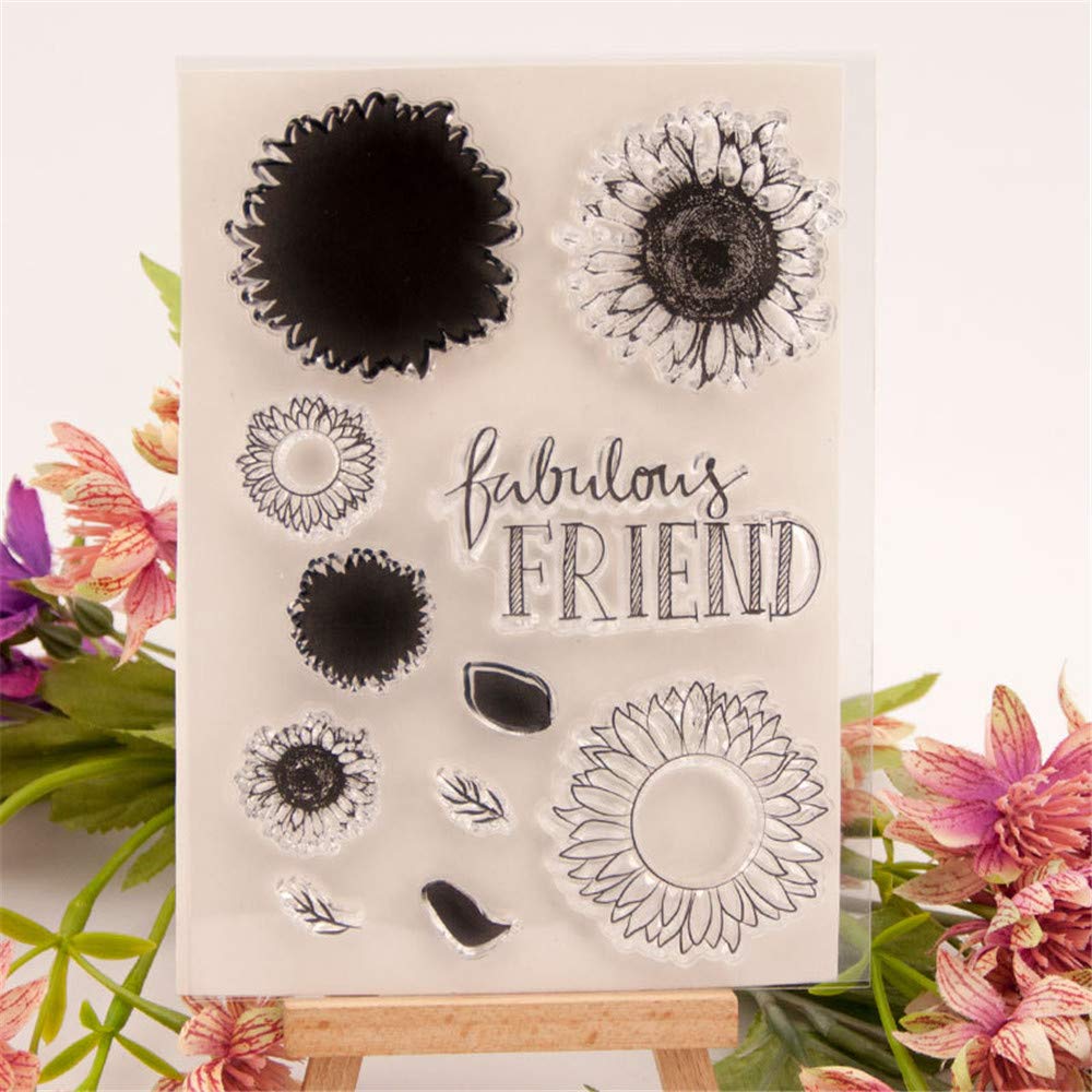 DIY Sunflower Leaves Clear Stamps Set for Card Making, Journaling & Scrapbooking - Sunflower Silicone Stamps for Albums, Paper Crafts, Home Decor - Perfect for Wedding Invitations, DIY Greeting Cards & Bullet Journal Aesthetic - A1546