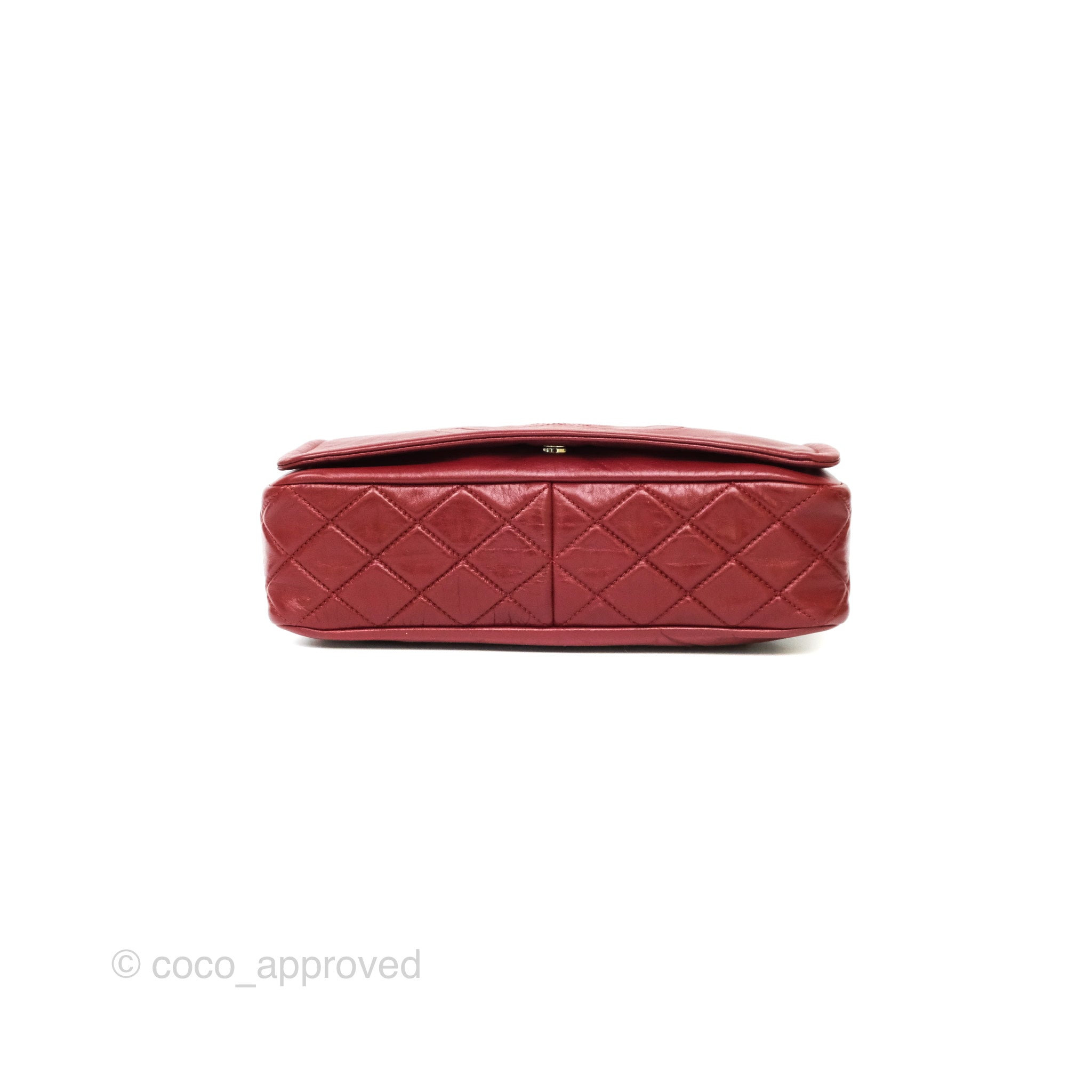 Chanel CC Flap Shoulder Bag in Dark Red Crumpled Leather with Silver Hardware - Luxury Crossbody Bag for Women, Perfect for Date Night & Evening Events