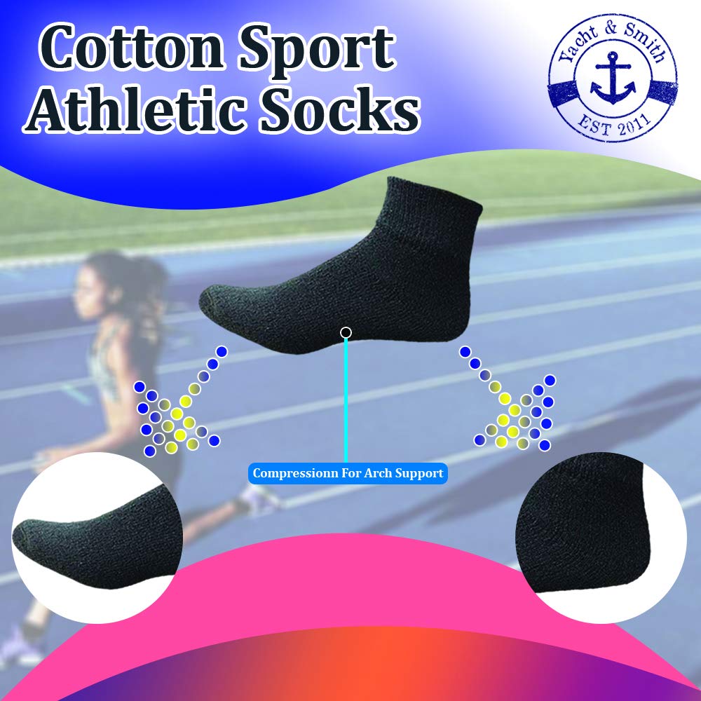 Yacht & Smith 240 Pairs Bulk Women's Cotton Mid Ankle Socks - Athletic Sports Socks Size 9-11 (US) - Perfect for Running, Gym, Yoga & Everyday Wear