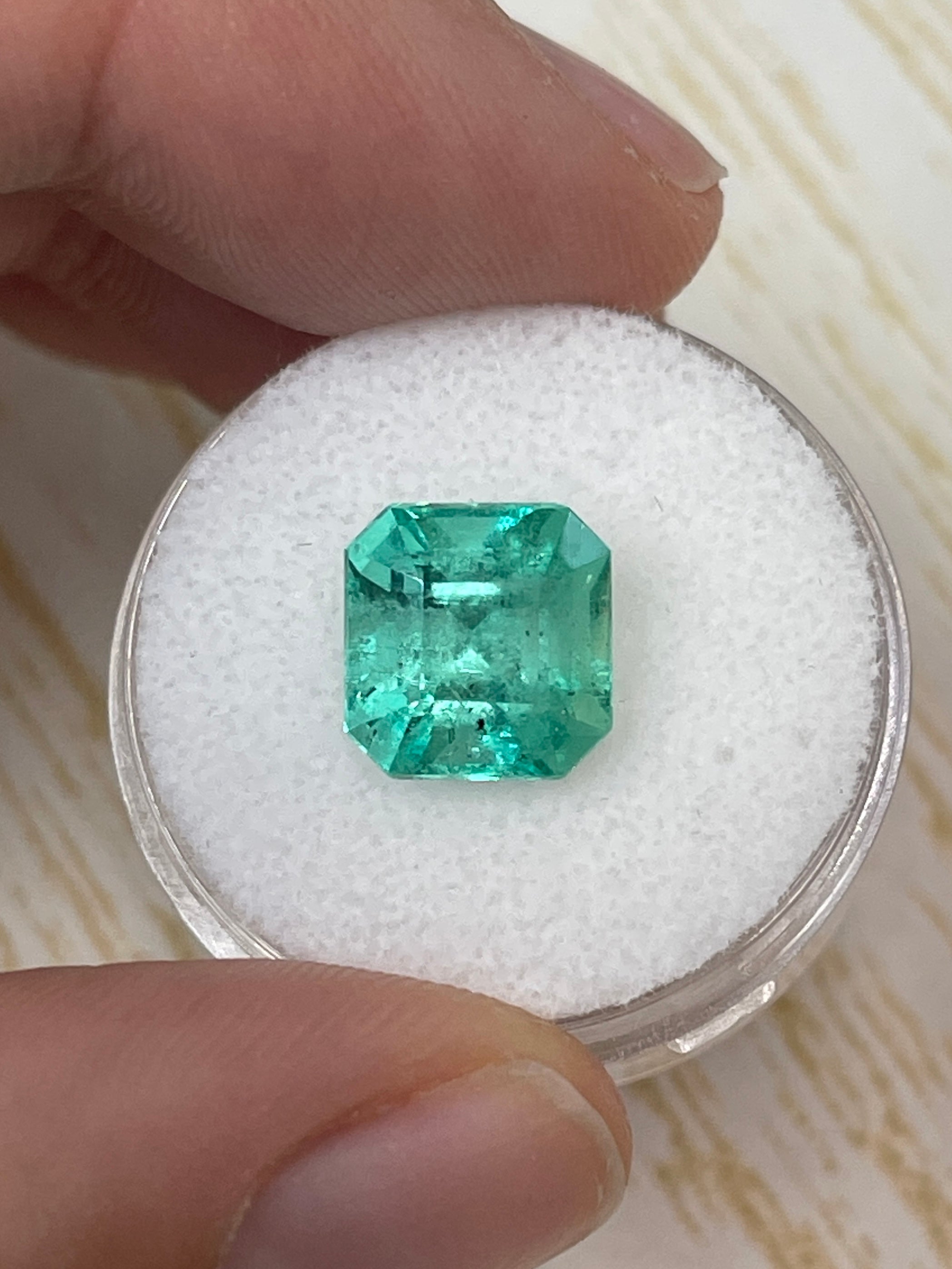 4.69 Carat 10x10mm Natural Colombian Loose Emerald Gemstone - Asscher Cut with Clipped Corners for Jewelry Making, Engagement Rings & Luxury Gifts