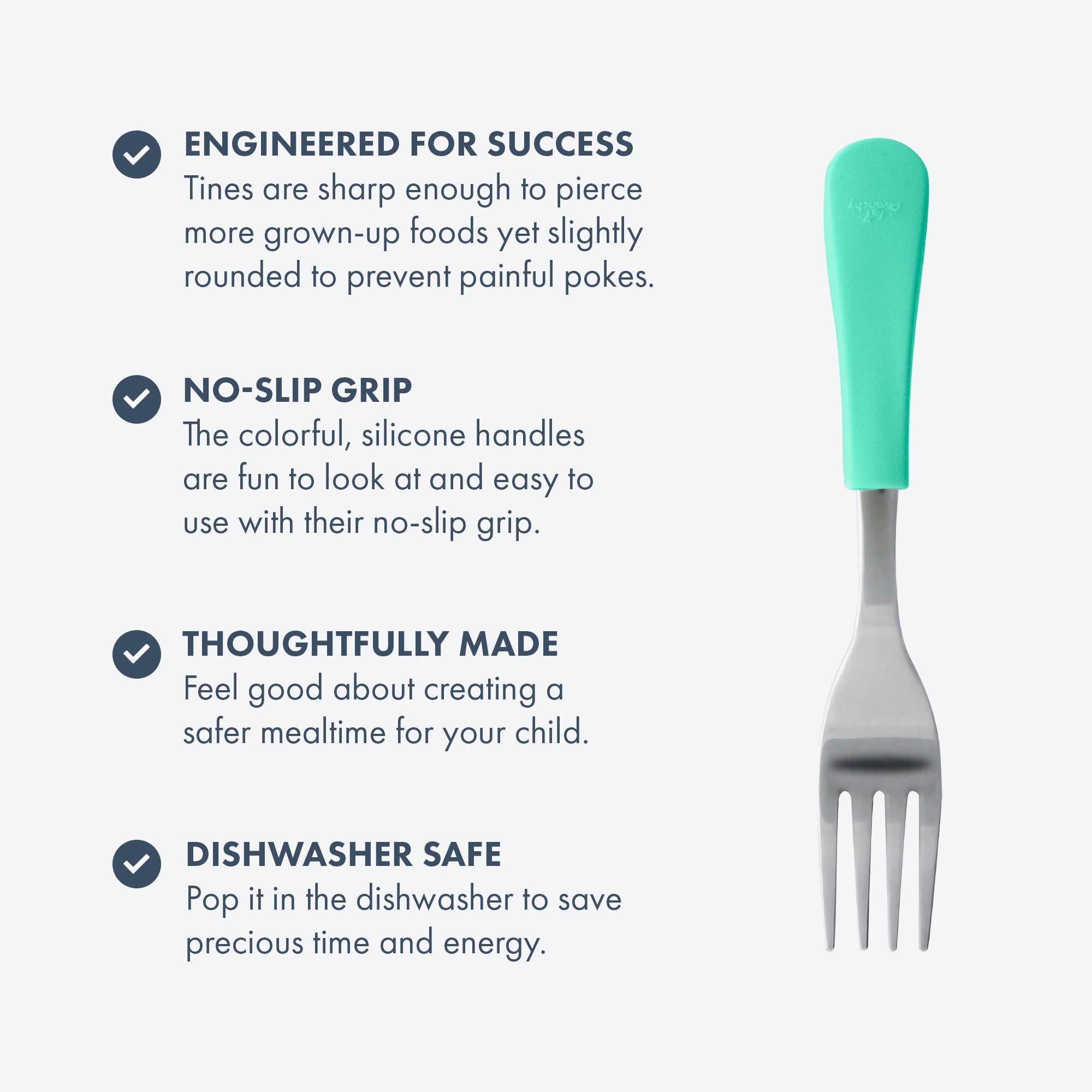 Avanchy Stainless Steel Baby Forks - 2 Pack, Eco-Friendly Green Utensils for Toddlers | Perfect for Baby-Led Weaning, Travel & On-the-Go Meals