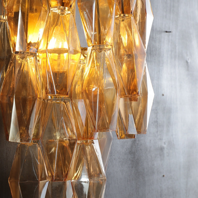 Renee Luxurious Glass Tiered Wall Sconce - Elegant Indoor Bedside Wall Lamp Fixture for Bedroom, Living Room & Hallway Lighting | Dimmable Modern Home Decor