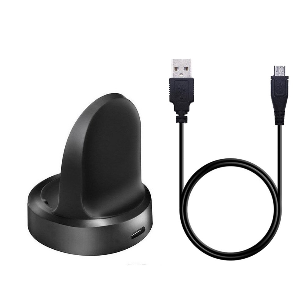 Threeeggs Wireless Qi Charging Dock for Samsung Gear S2/S2 Classic/S2 Sport Smartwatch - Replacement Charger Cradle (Black) | Perfect for Home, Office & Travel Charging