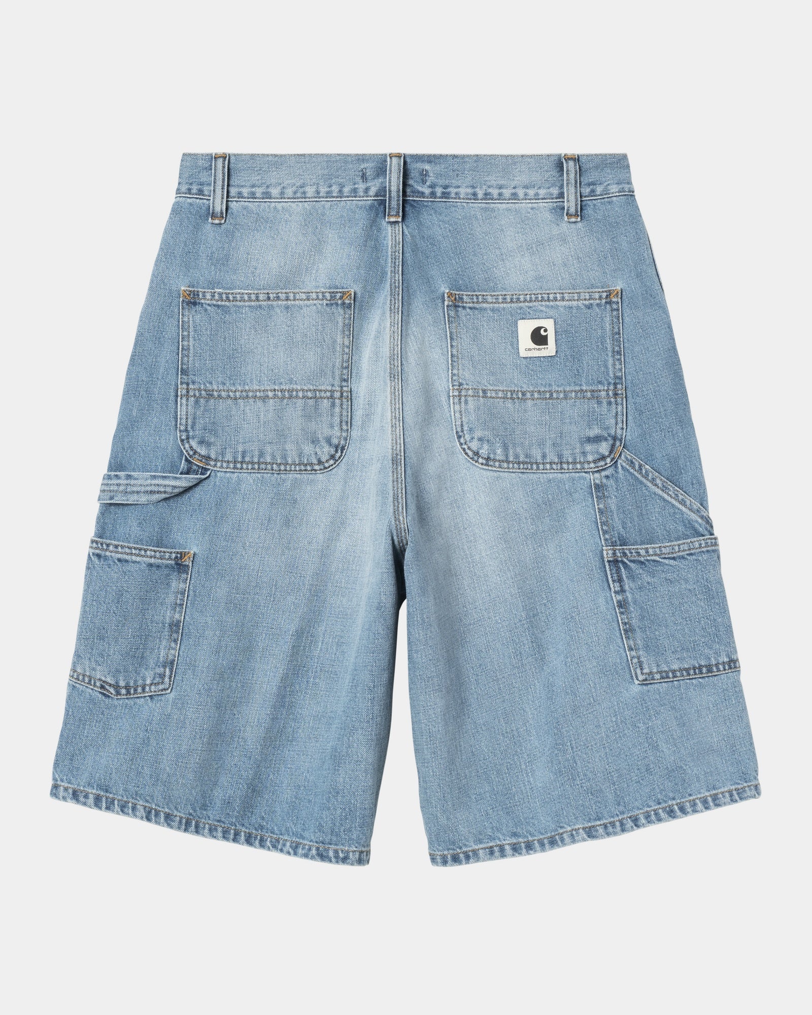 Women's Brandon Single Knee Distressed Denim Shorts - Light Blue Washed High Waist Ripped Jean Shorts for Casual Outfits & Summer Fashion