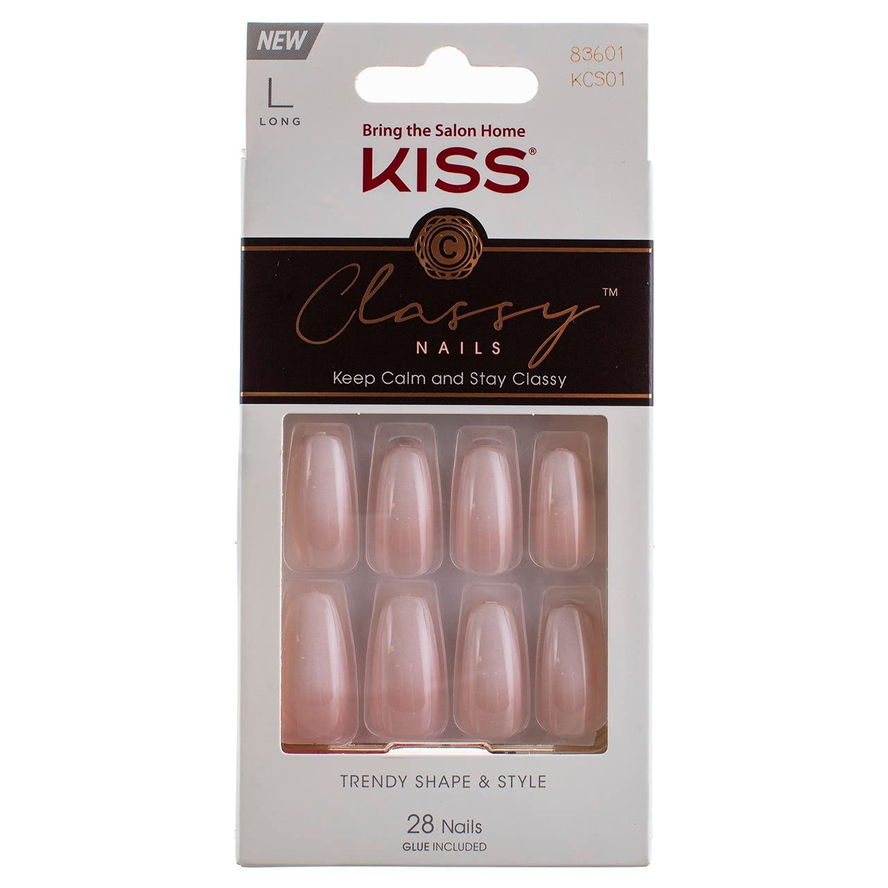 Kiss Classy Long Fake Nails 28 Count - Pink Acrylic Press On Nails with Glue (Pack of 3) | Easy DIY Manicure for Parties, Weddings & Special Occasions