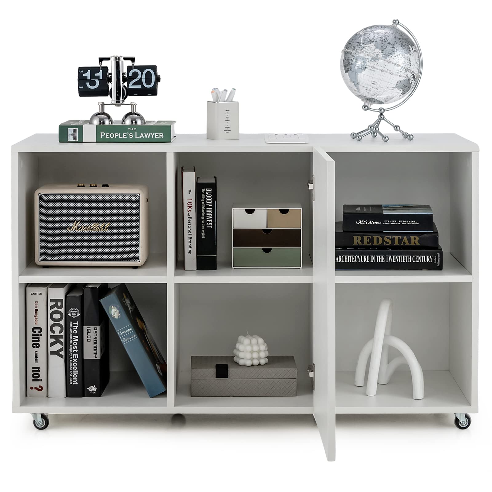 Giantex 4-Drawer Lateral File Cabinet with Lockable Wheels & Shelf - Mobile Storage Organizer for Office, Home, Under Desk Printer Stand - White - Perfect for Document Storage & Workspace Organization