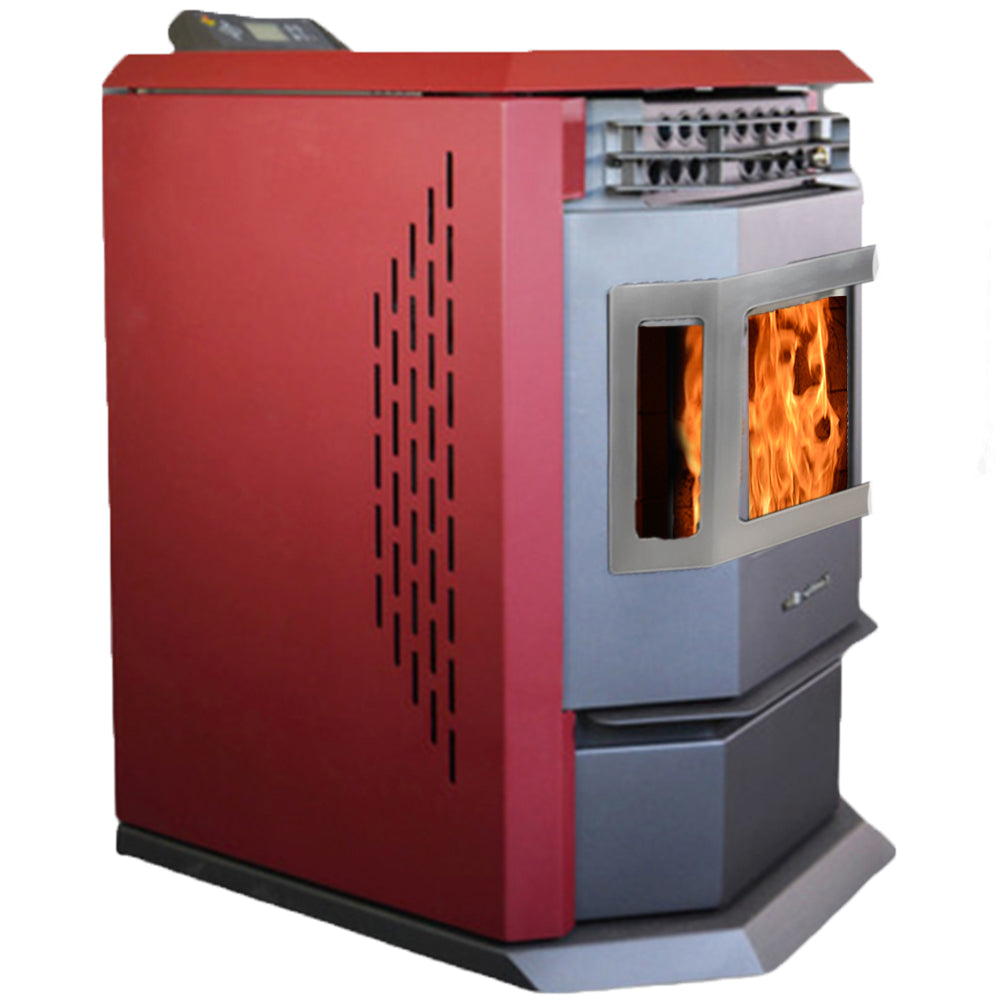 ComfortBilt HP22 SS Pellet Stove - Burgundy Stainless Steel Trim | Efficient Home Heating | Perfect for Living Rooms, Cabins & Winter Warmth