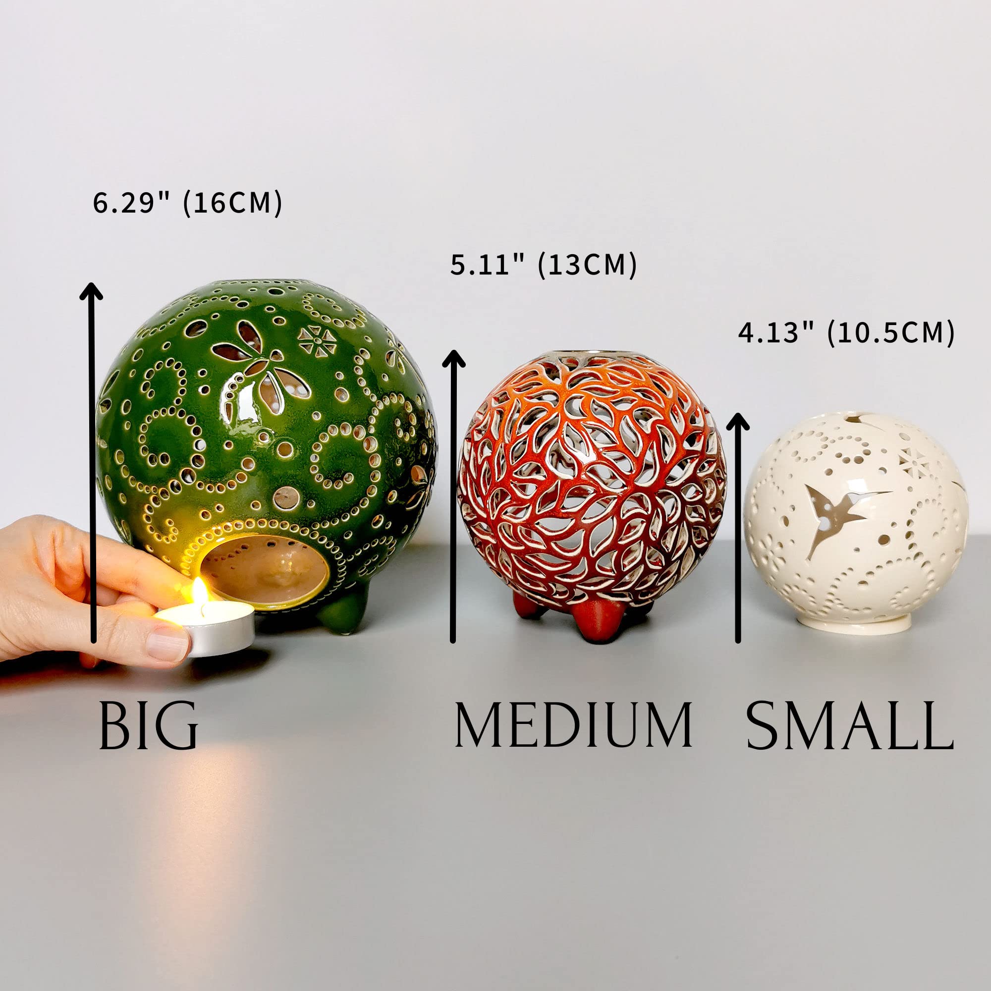 Handmade Hummingbird Ceramic Candle Holder - Bird Themed Home Decor, Pottery Candle Lantern with Round Shadow Effect, Tabletop Tealight Holder for Wedding, Anniversary, Birthday Gift for Women - Perfect for Romantic Dinners, Spa Nights and Home Decoration