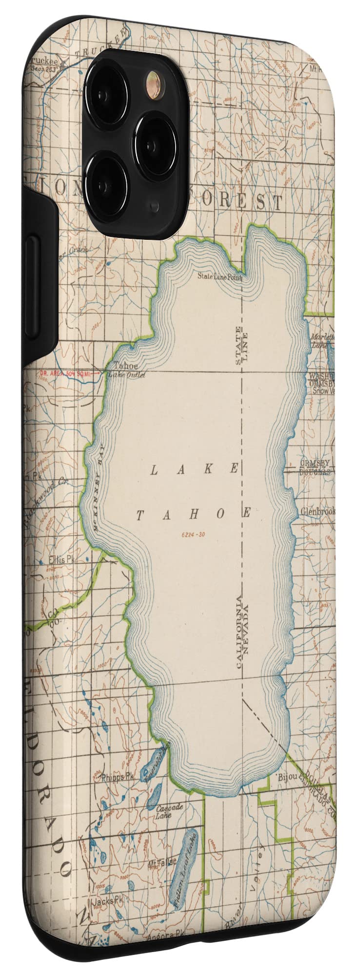 iPhone 11 Pro Case with Vintage Lake Tahoe CA Hydrologic Map (1922) - Perfect for Outdoor Enthusiasts & Nature Lovers
