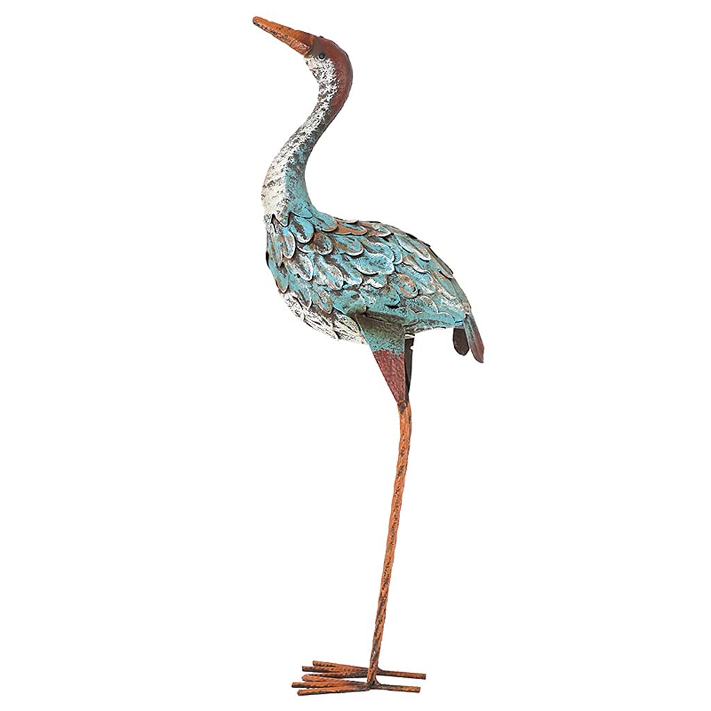 Wrought Iron Garden Crane Statue - Outdoor Animal Sculpture for Lawn, Balcony, Terrace & Courtyard Decor | Durable Landscape Ornament for Gardening, Patio & Pathway Decoration | Perfect for Backyard, Front Yard & Outdoor Spaces