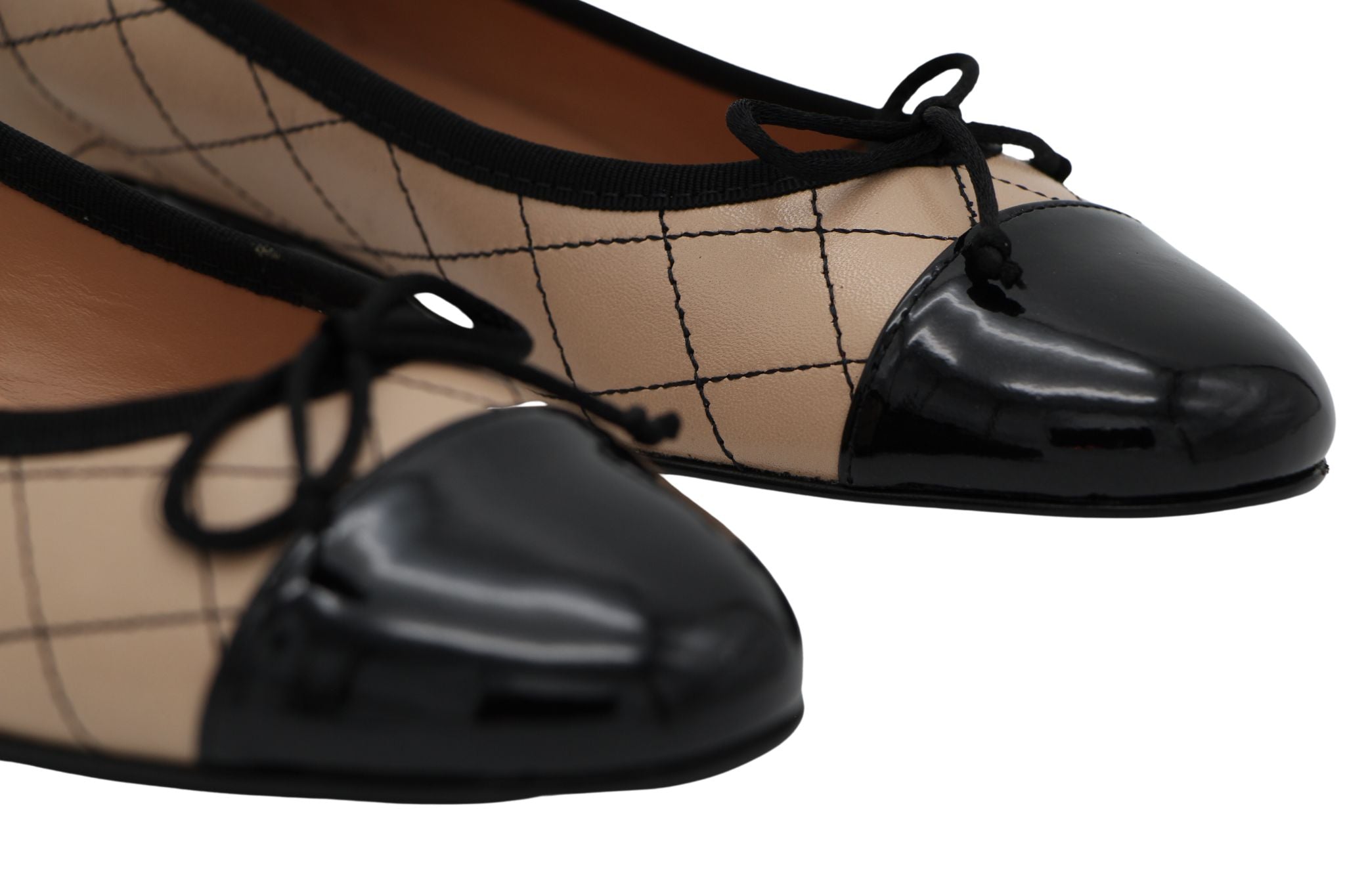 Fabucci Camel and Black Quilted Ballet Flats for Women - Comfortable Loafers for Work, Travel & Casual Outfits