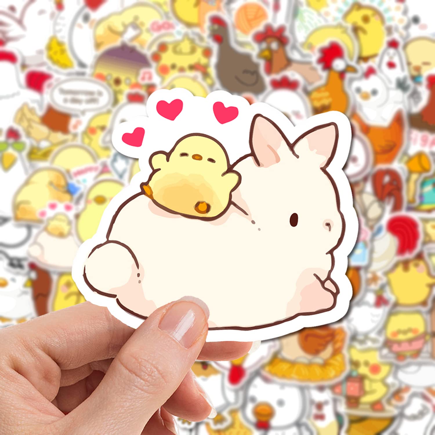100 PCS Cute Yellow Chicken Vinyl Waterproof Stickers - Decals for Laptop, Guitar, Motorcycle, Bike, Skateboard, Luggage, Phone, Hydro Flask - Perfect for Kids, Teens, Birthday Parties & DIY Crafts