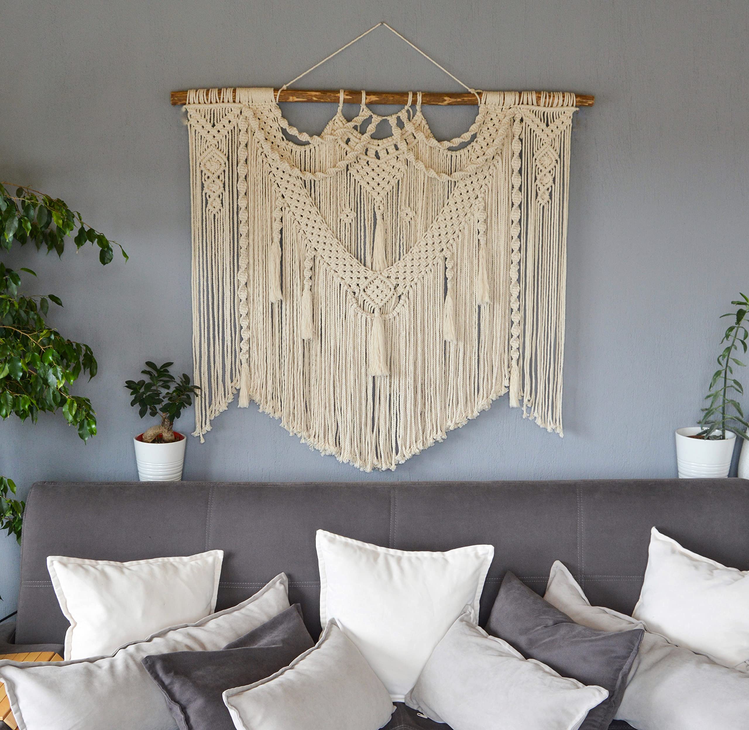 Extra Large Macrame Wall Hanging - Bohemian Woven Yarn Tapestry for Bedroom, Dorm & Home Decor | Boho Wall Art, Aesthetic Headboard & Room Decor | Perfect for Living Room, Nursery & Wedding Backdrop