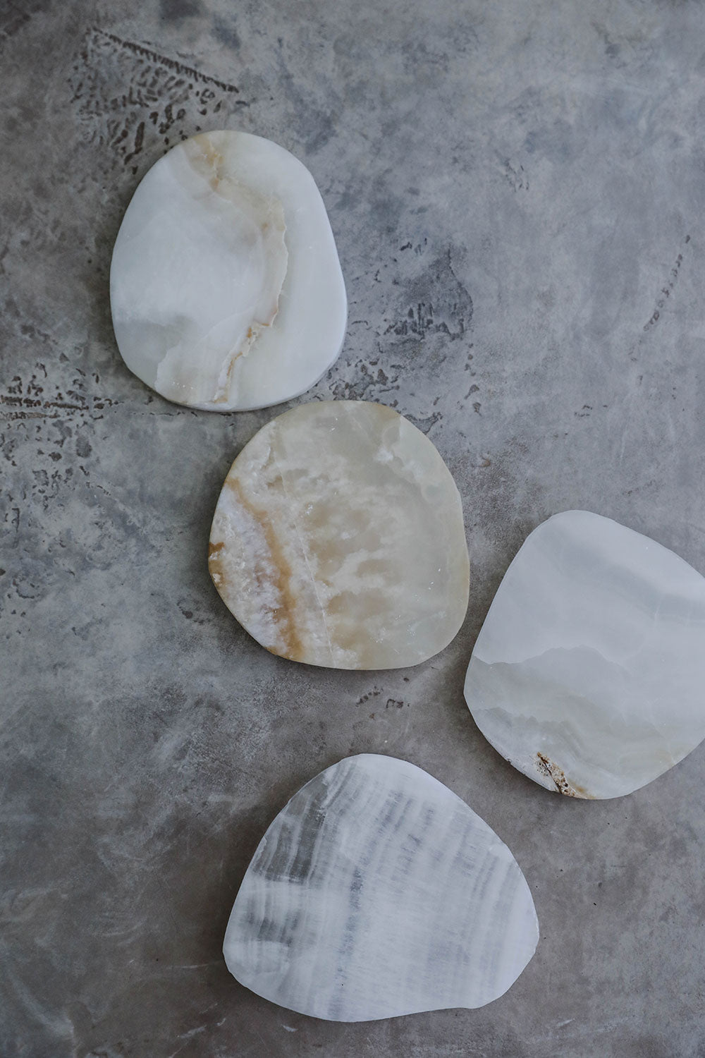 Premium Alabaster Coaster Set - 4-Piece Natural Stone Drink Coasters for Home & Bar - Elegant Table Protection for Coffee, Wine & Cocktail Parties