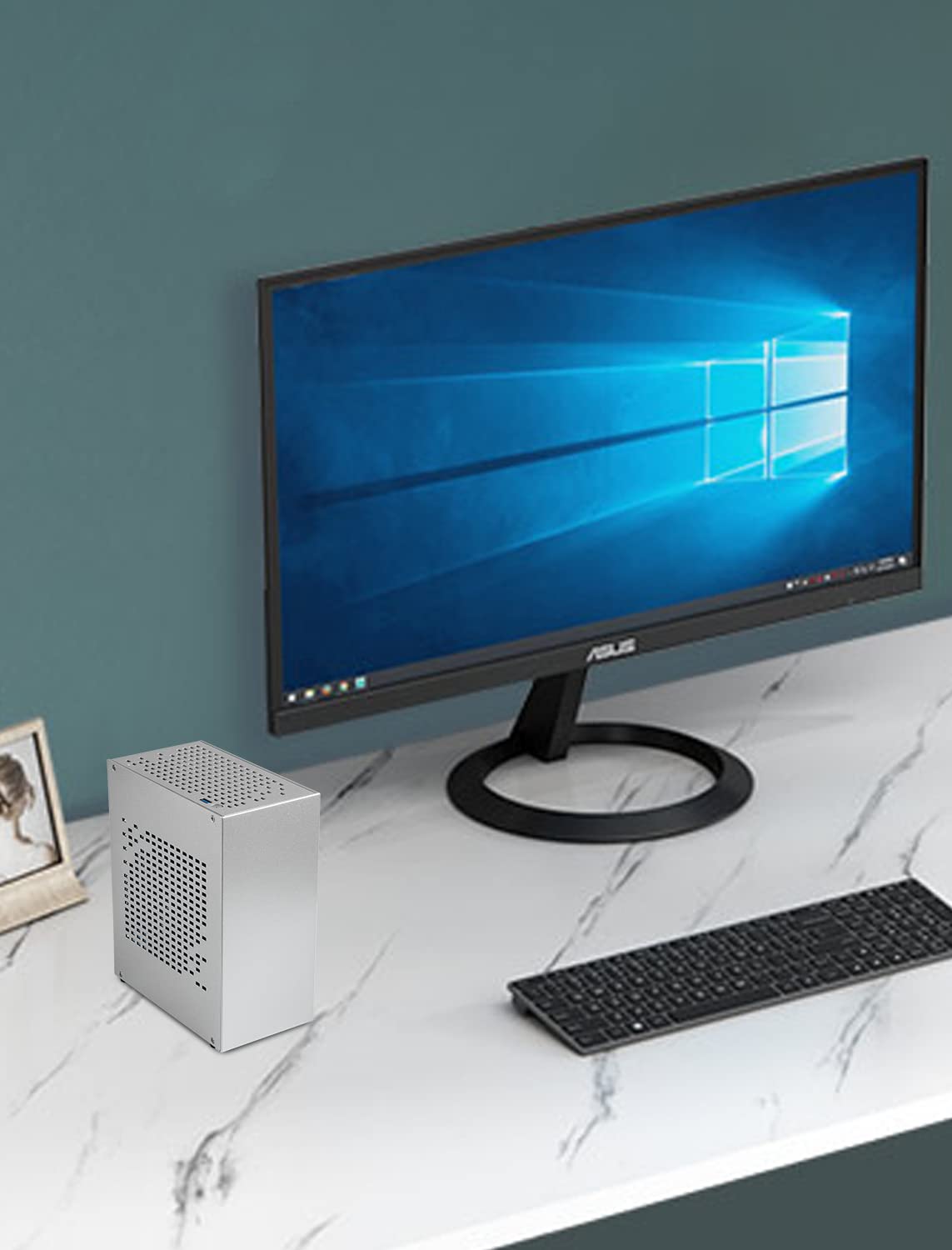 JOYJOM Aluminum Mini ITX PC Case - Compact SFF Gaming Case with PCIe Riser, Supports GPU Graphics Card (Silver) - Perfect for Small Space Gaming Setups & Home Theater PCs