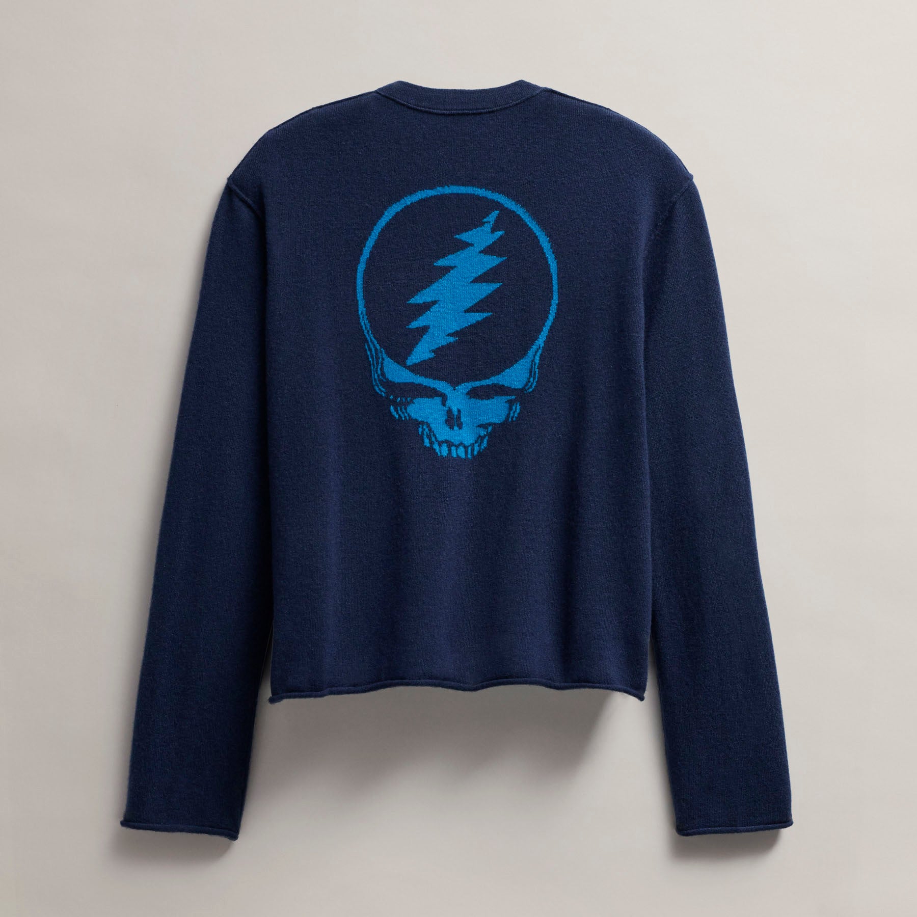Grateful Dead Women's Crew Neck Sweater - Prussian Blue & Teal Vintage Style Pullover for Concerts, Casual Wear & Hippie Fashion