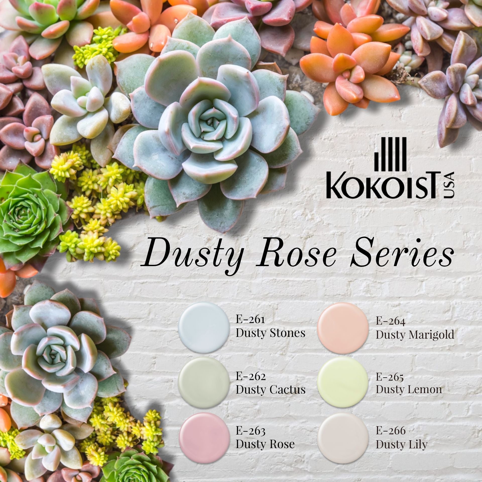 Kokoist Dusty Rose Series E261 E266 - Set of 6 Professional Nail Gel Polish for Salon & Home Manicure | Perfect for Wedding, Party & Special Occasion Nail Art