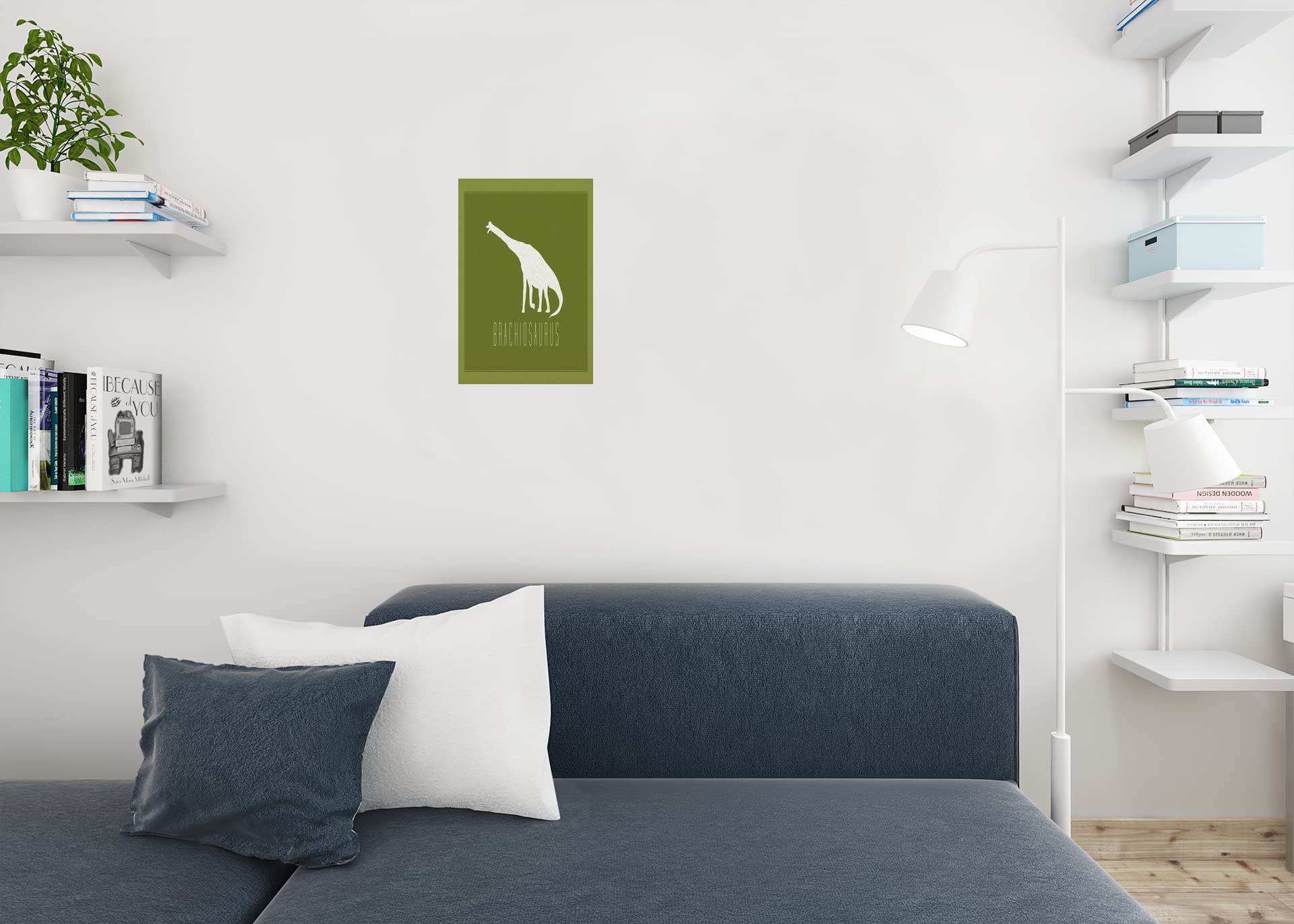 Brachiosaurus Dinosaur Wall Art Print - Green Dino Poster for Kids Room Decor (12x18 Inches) | Jurassic Themed Bedroom Wall Decor | Perfect for Nursery, Playroom & Dinosaur Lovers