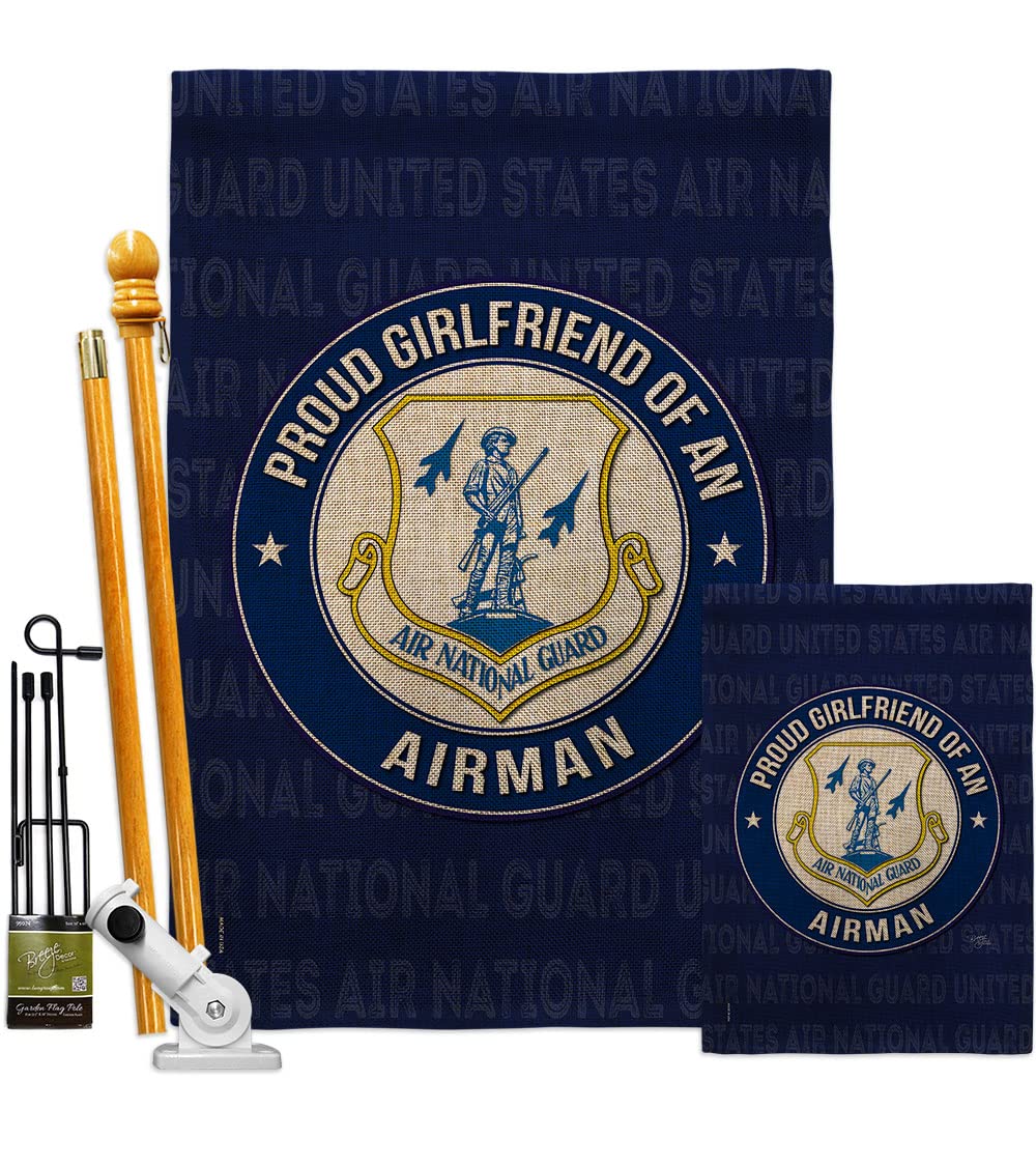 Double-Sided 28x40 Inch Air Force Proud Girlfriend Burlap Garden Flag - Patriotic Military Yard Banner for Airman, Armed Forces, National Guard ANG, US Military Veterans & Retirees - Perfect Outdoor Decoration for Memorial Day, Veterans Day & Military Appreciation