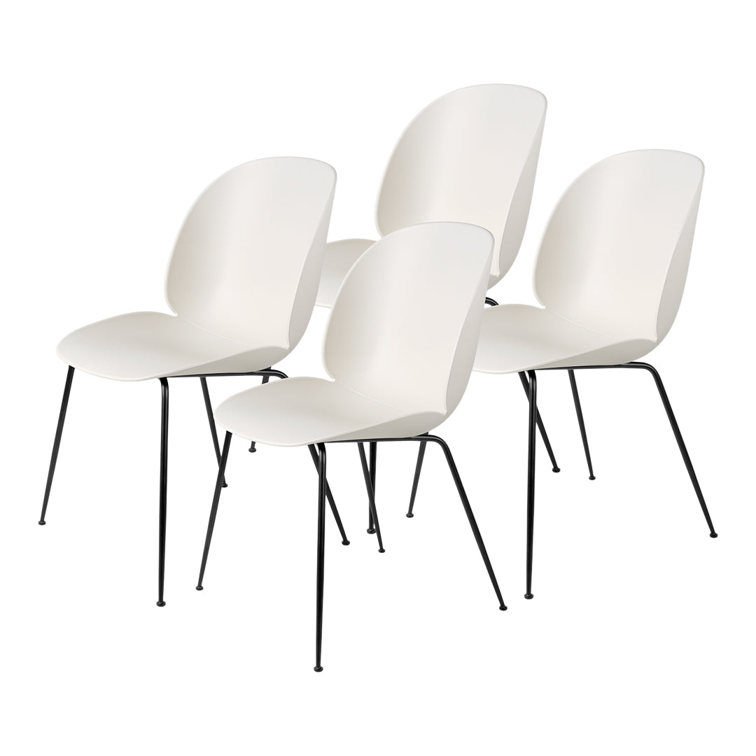 Modern Beetle Dining Chairs - Set of 4 with Conic Base, Unupholstered Wooden Seats | Perfect for Kitchen, Dining Room & Small Space Decor