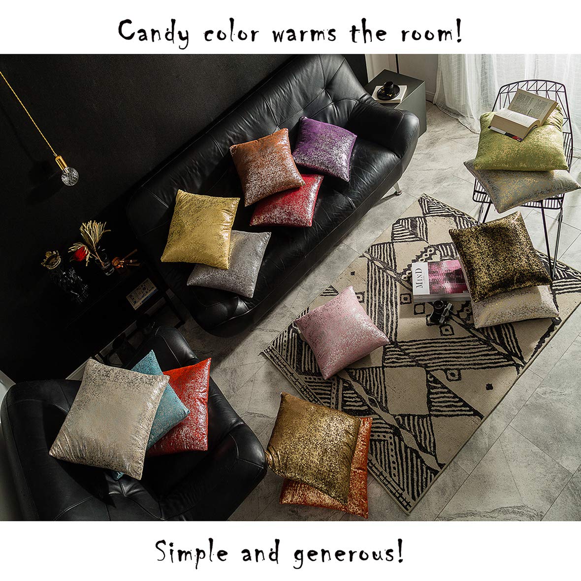 Xinrjojo Set of 3 Decorative Square Throw Pillow Covers - 12x20 Inch Sofa Couch Chair Cushion Cases with Invisible Zipper (Bronzing-Lavender Purple) - Perfect for Home, Bedroom, Living Room & Car Decor