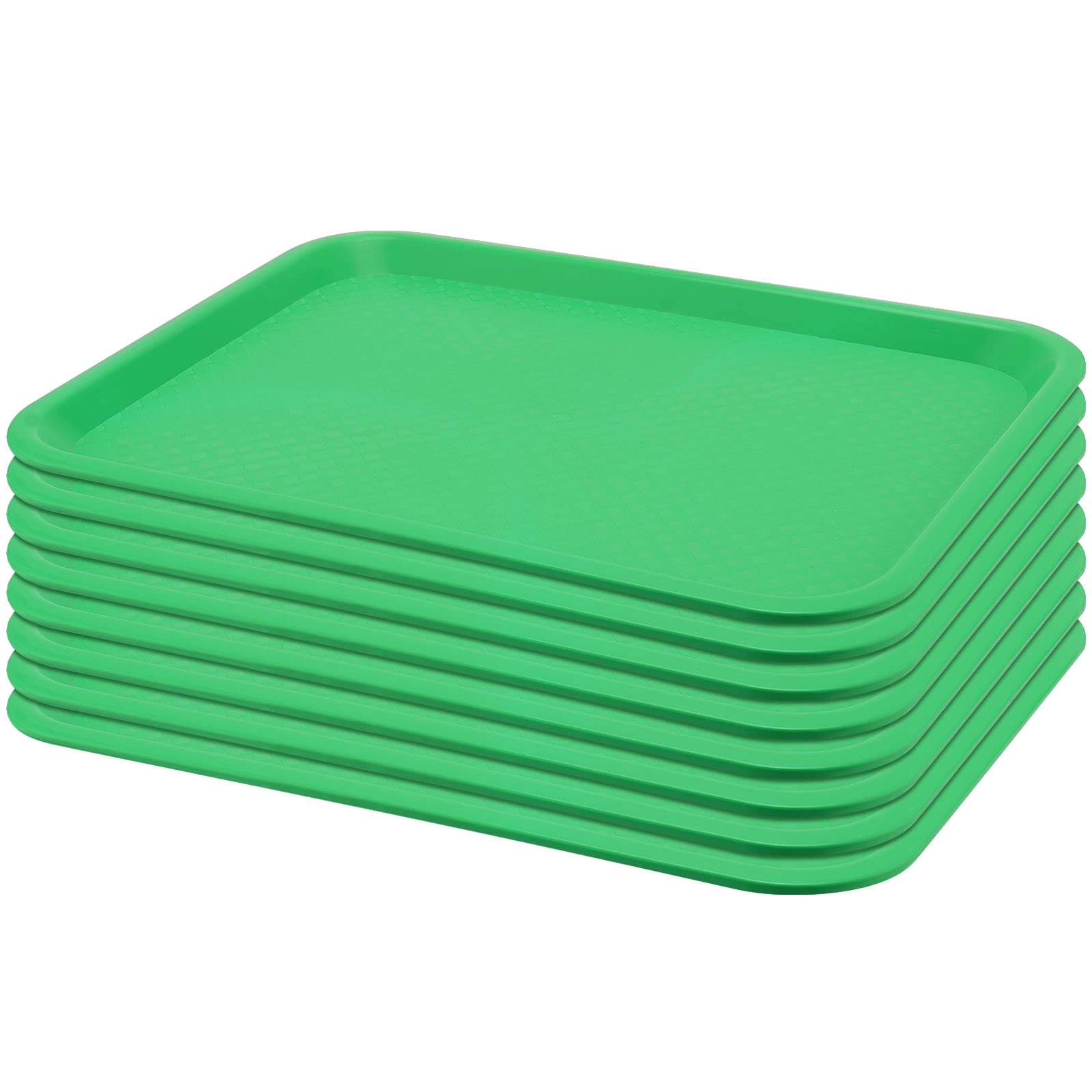 SEUNMUK 8 Pack 12 x 16 Inch Plastic Fast Food Trays - Durable Scratch-Resistant Green Cafeteria Trays for School, Restaurant & Food Service - Perfect for Serving Meals, Cafeteria Lunch Trays & Buffet Style Dining