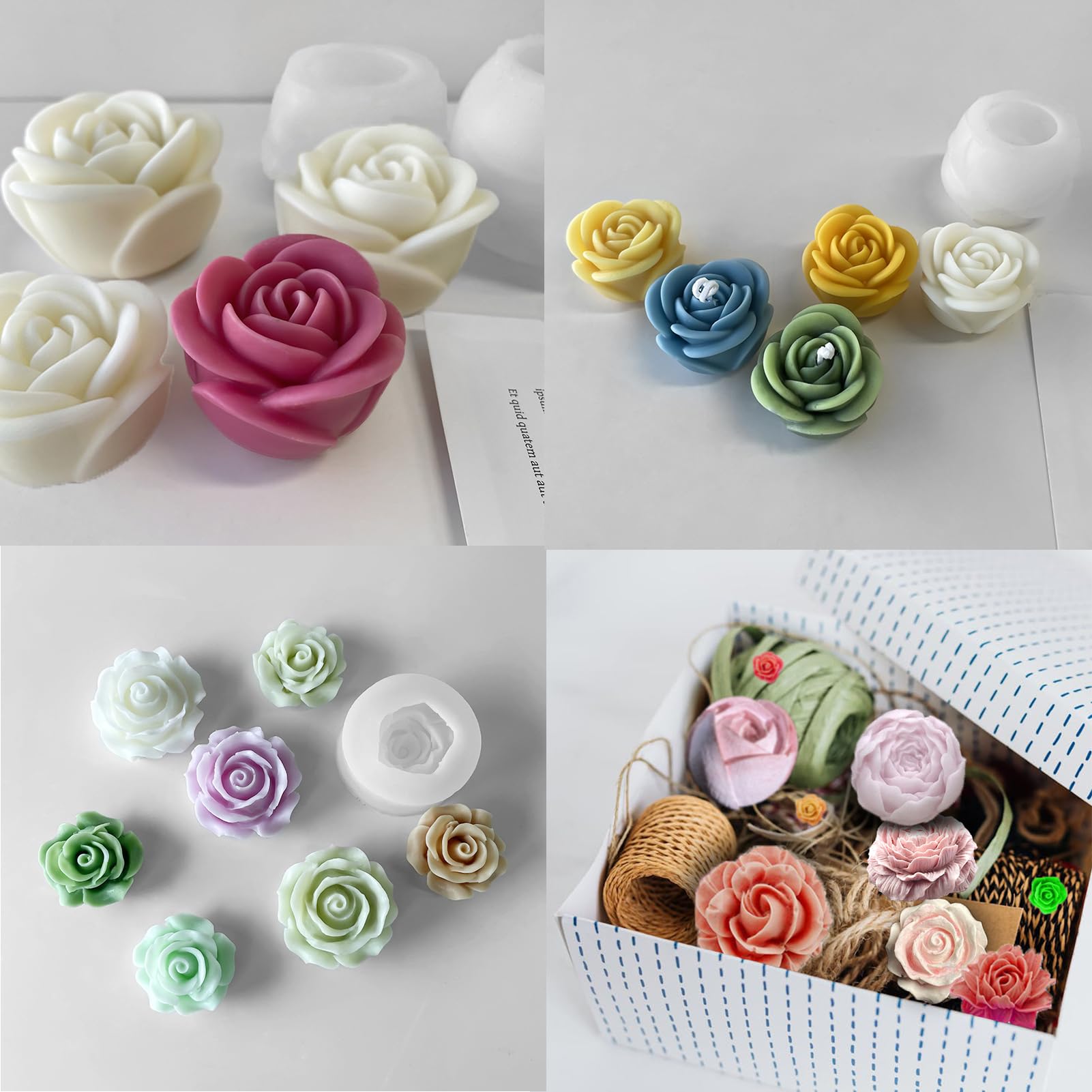 13 PCS Flower Silicone Candle Molds Set with Large-Eye Wicking Needle - DIY Candle Making Kit for Soy Wax, Beeswax, Resin & Clay - Perfect for Home Decor, Wedding Centerpieces & Handmade Gifts