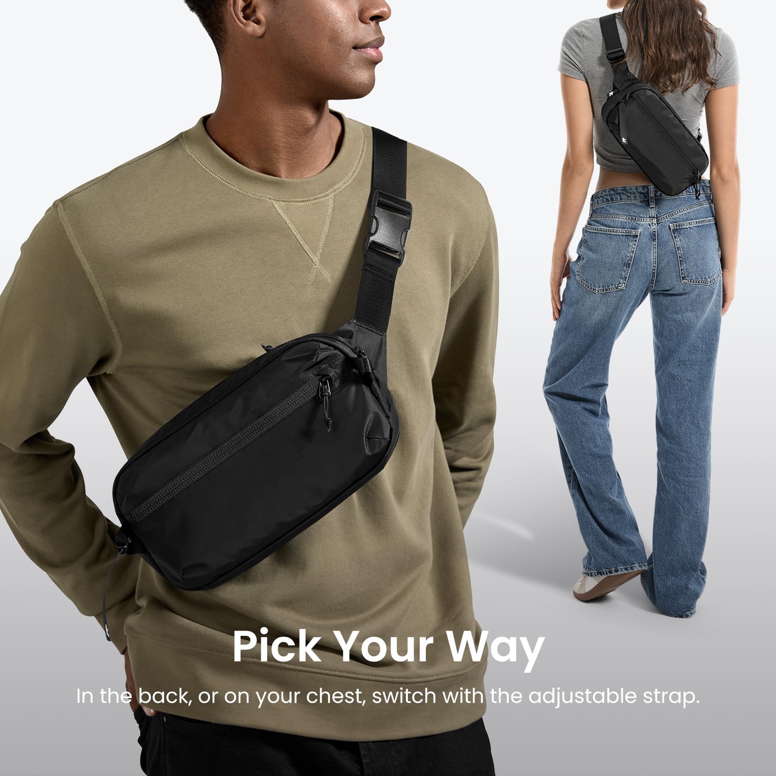 Tomtoc 3.5L RFID Blocking Crossbody Sling Bag - Water-Resistant Lightweight Chest Shoulder Pack for Men & Women - Perfect for Travel, Commuting & Everyday Use