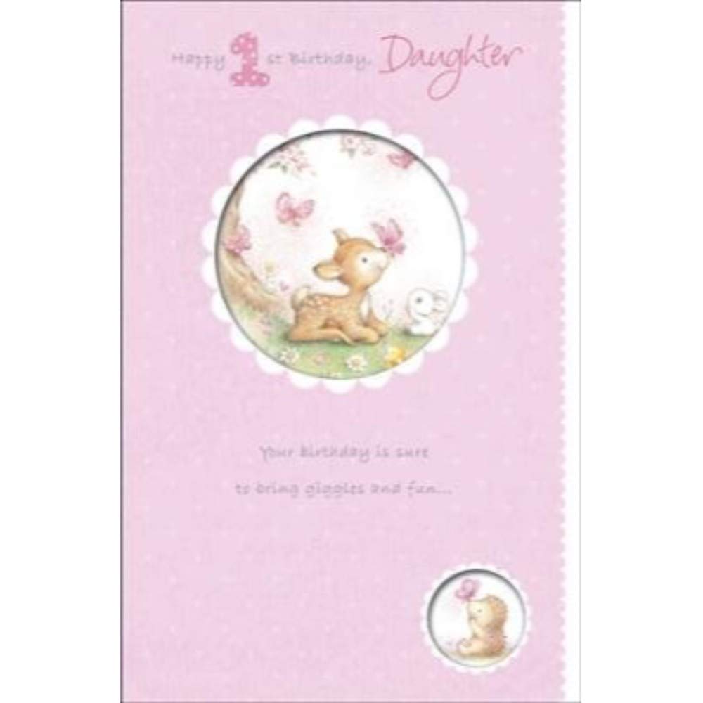 1st Birthday Card for Daughter - Personalized Birthday Greetings with Cute Designs | Perfect for Baby Girl's First Birthday Party & Celebration