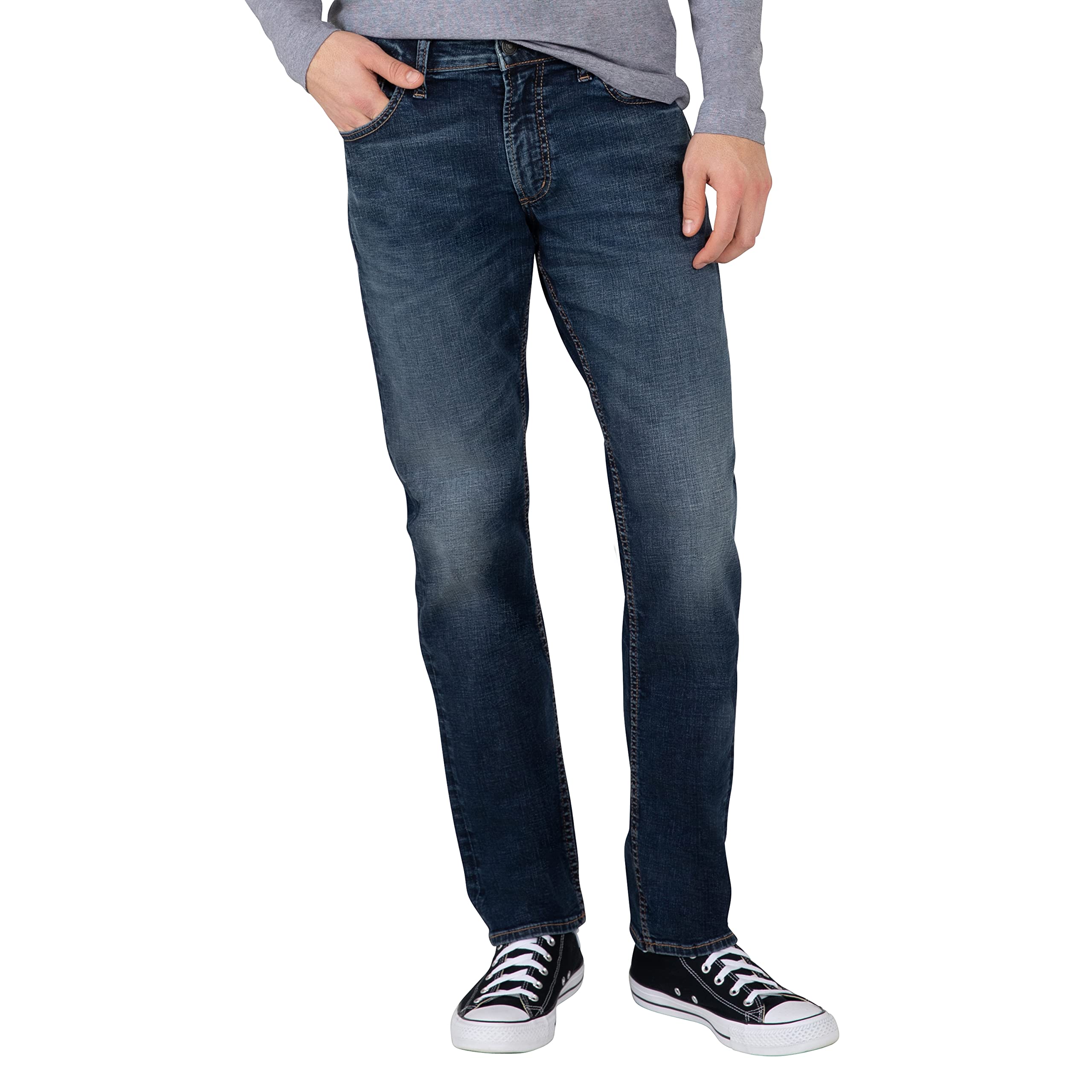 Silver Jeans Co. Men's Eddie Athletic Fit Tapered Leg Jeans - Comfortable Stretch Denim Pants for Casual Wear & Outdoor Activities