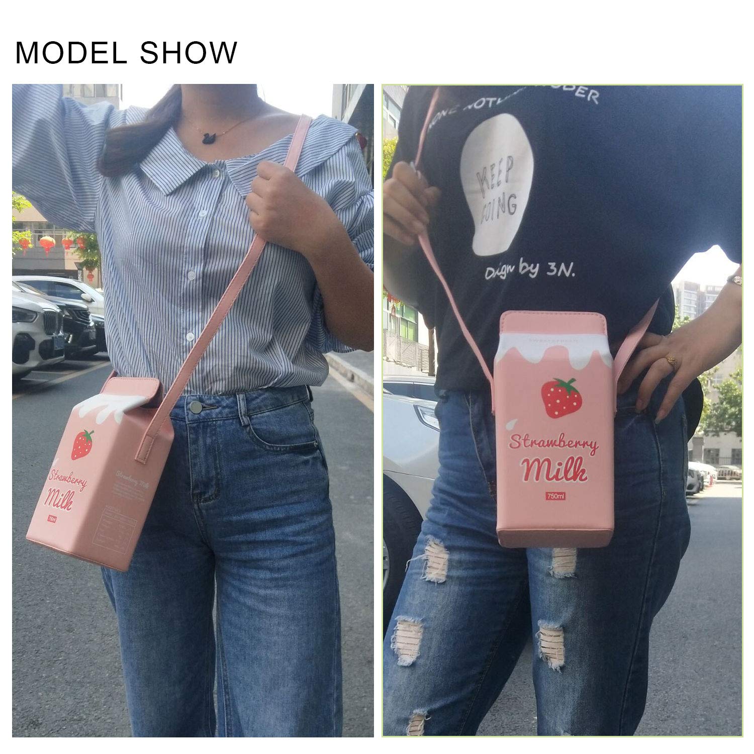Lanpet Women's Unique Fruit-Themed Crossbody Bag - Banana Strawberry Milk Box Design Phone Wallet Purse for Girls | Perfect for School, Shopping & Travel Accessories