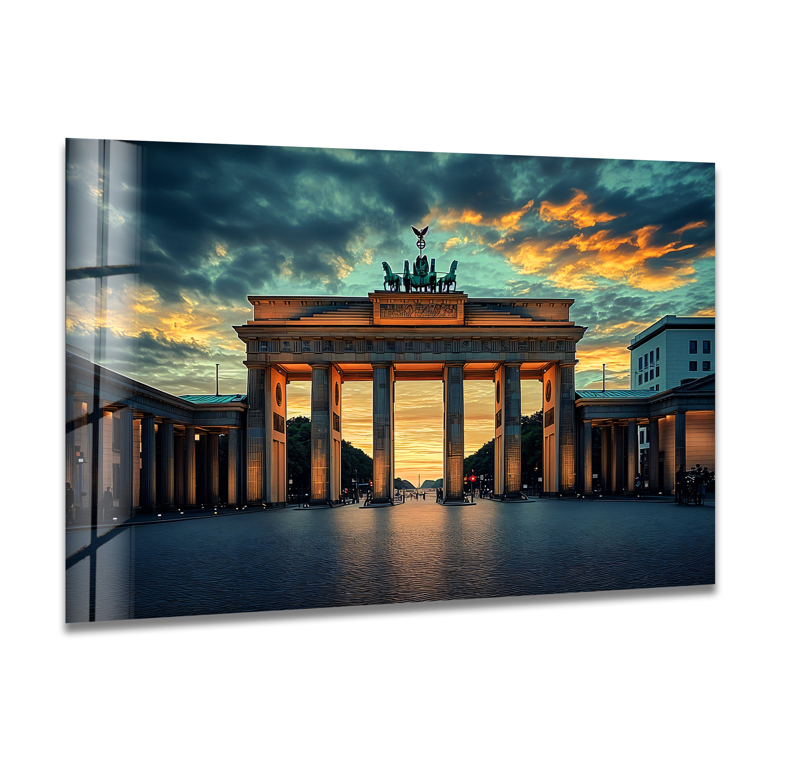 Berlin Night Landscape Glass Wall Art - Modern Cityscape Decor for Living Room, Bedroom & Office - Shatterproof Tempered Glass with HD Print - Perfect Gift for Home & Office Decor