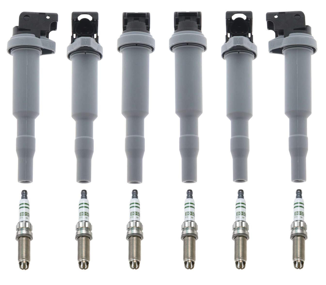 OEM Ignition Service Kit - 6 Ignition Coils & Spark Plugs Compatible with BMW | Perfect for Engine Tune-Up & Performance Enhancement