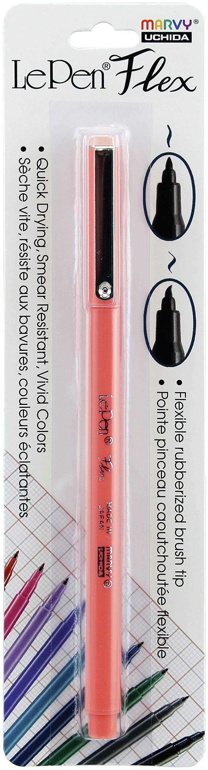 Uchida of America Le Pen Flex Fine Point Marker - Coral Pink, Smooth Writing for Journaling, Note Taking & Art Projects