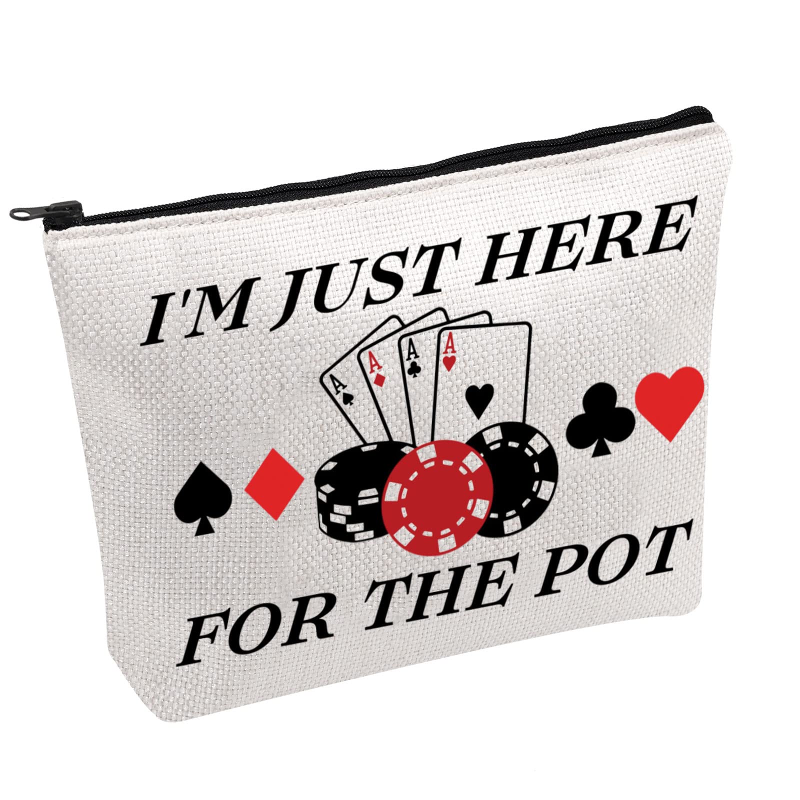 PWHAOO Gambling Storage Bag - Poker Gift & Casino Theme Party Accessory for Poker Players (I'm Just Here For The Pot) - Perfect for Casino Nights, Poker Tournaments & Themed Gifts