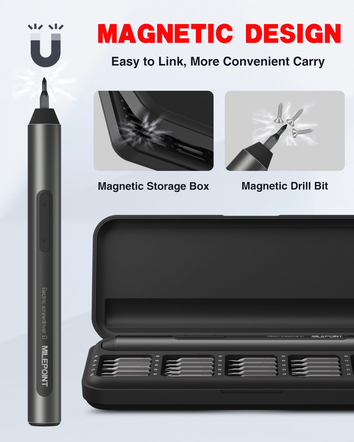 25 in 1 Mini Electric Screwdriver Kit - Cordless with S2 Magnetic Bits for Electronics Repair | Perfect for Laptops, Phones, Watches, Cameras, Drones, Glasses & More | DIY Home & Office Tool Kit