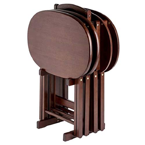 Contemporary Home Living Set of 5 Cappuccino Brown Wooden Snack Tables with Storage Stand, 25.50