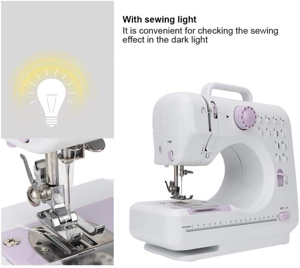 Qiuqiu Household Electric Sewing Machine | 12 Floral Stitch Patterns | Metal & ABS Construction | Fast & Easy Sewing for Clothes, Quilts, DIY Crafts & Home Decor Projects